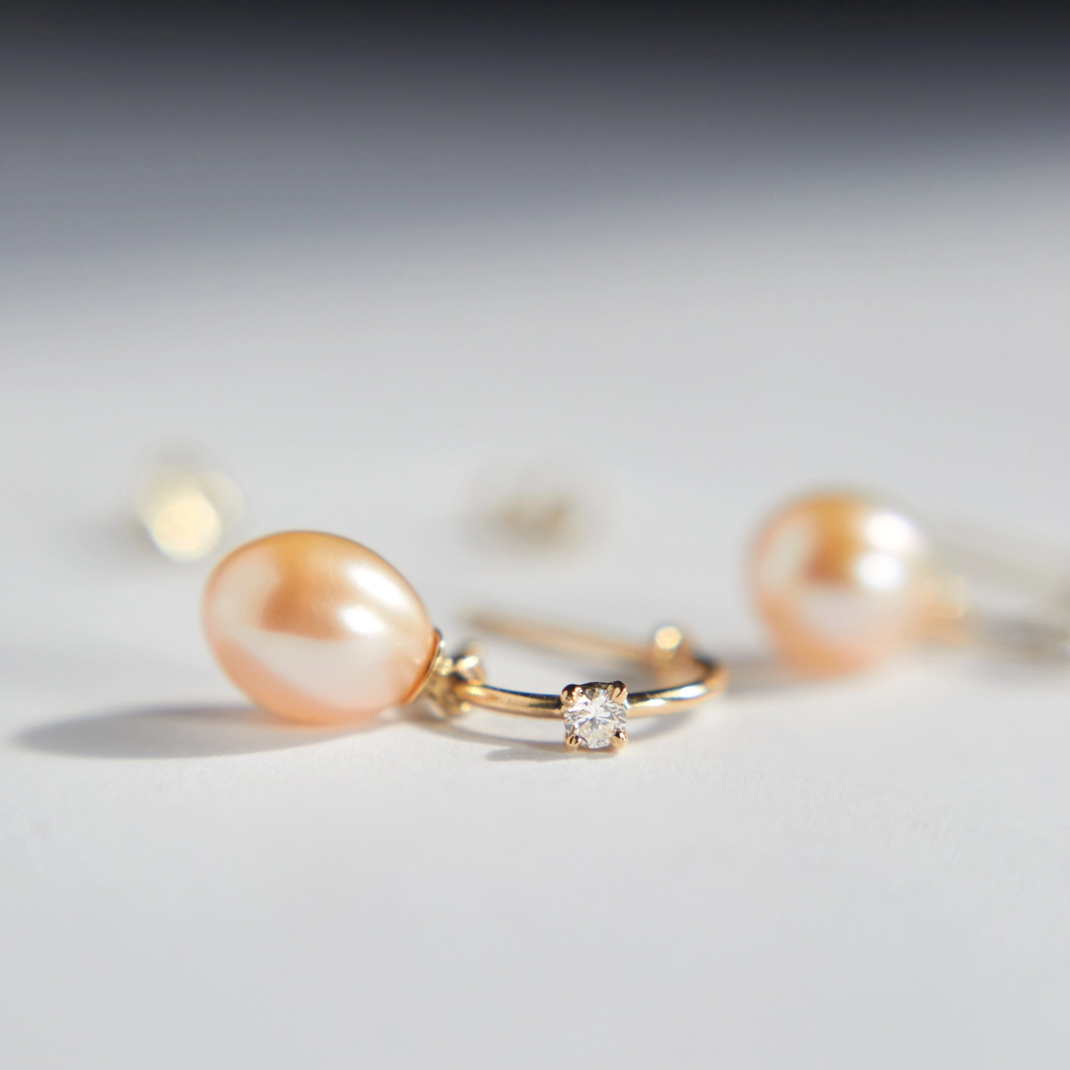Pearl and White Diamond Hoop (single) - Image 7