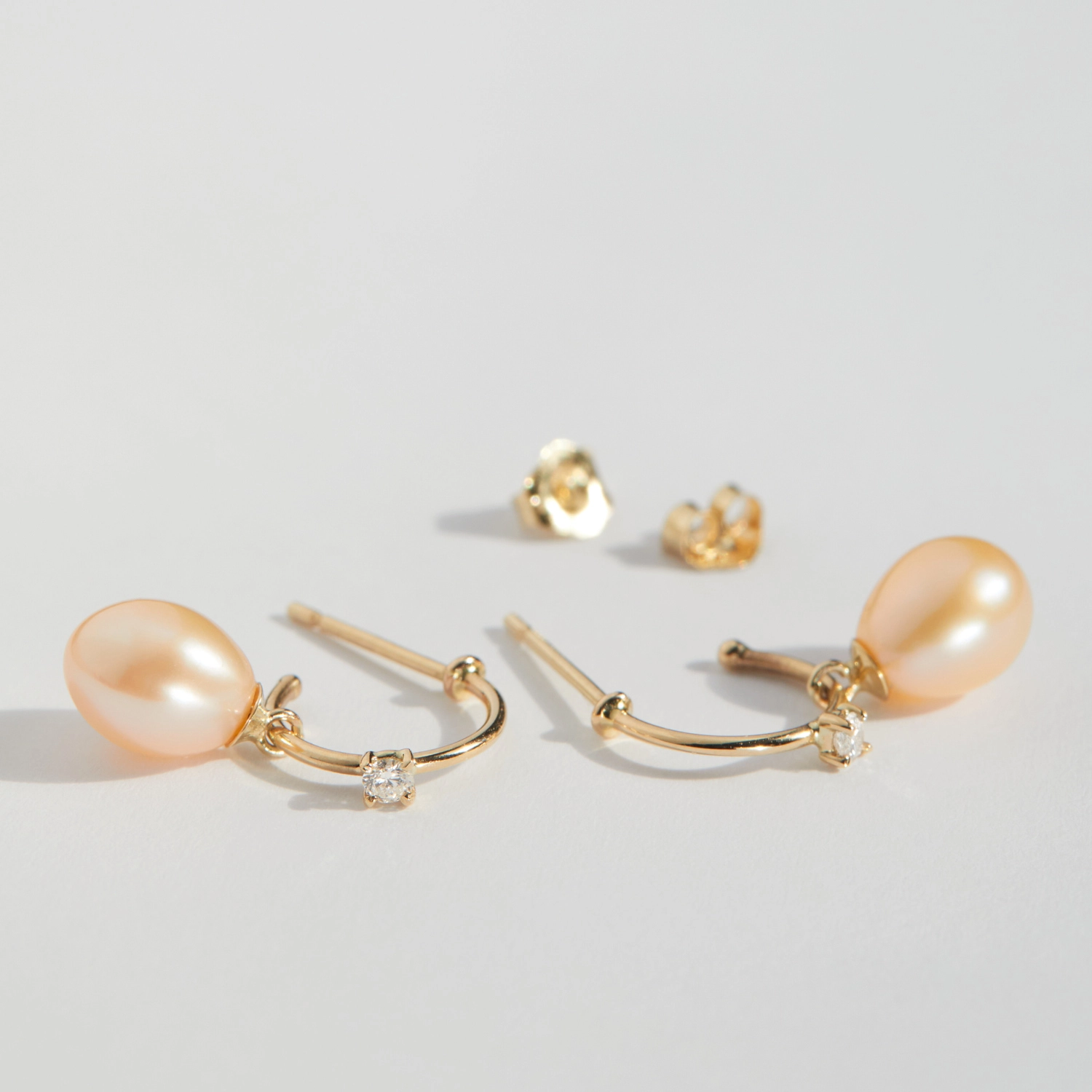 Pearl and White Diamond Hoop (single) - Image 9