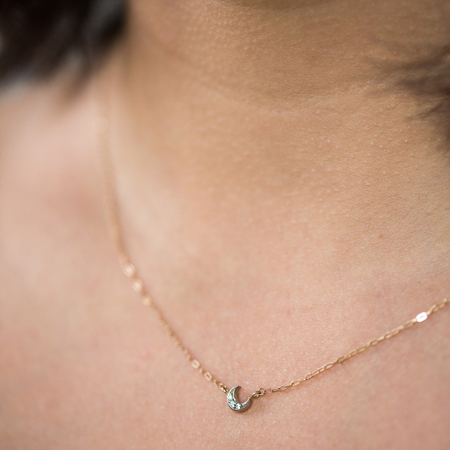 Alternative view of Tiny Crescent Moon Necklace