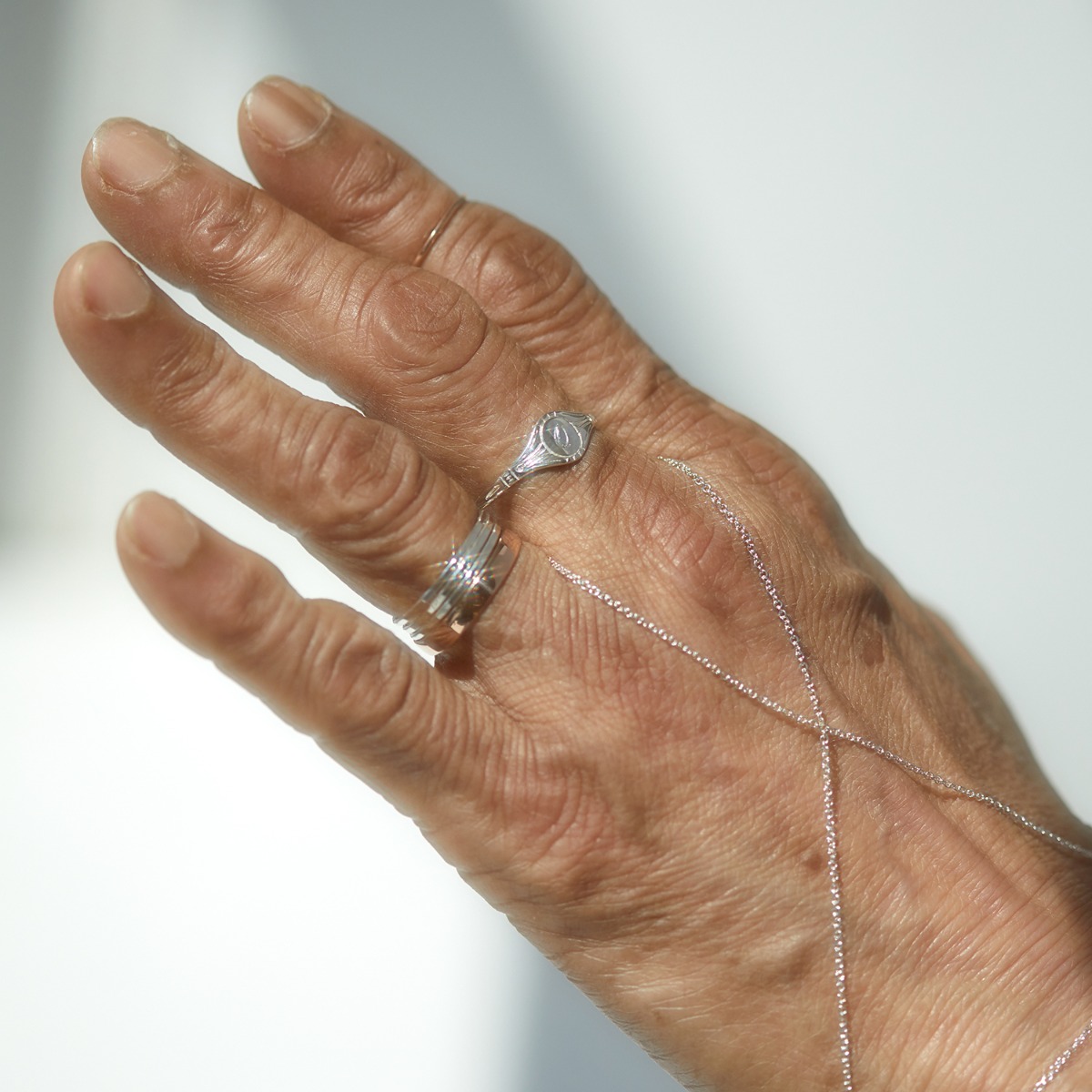 Alternative view of Grand Cygnet Ring, Silver