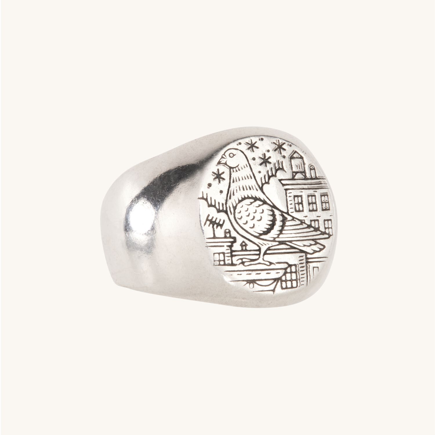Alternative view of New York Pigeon Signet Ring