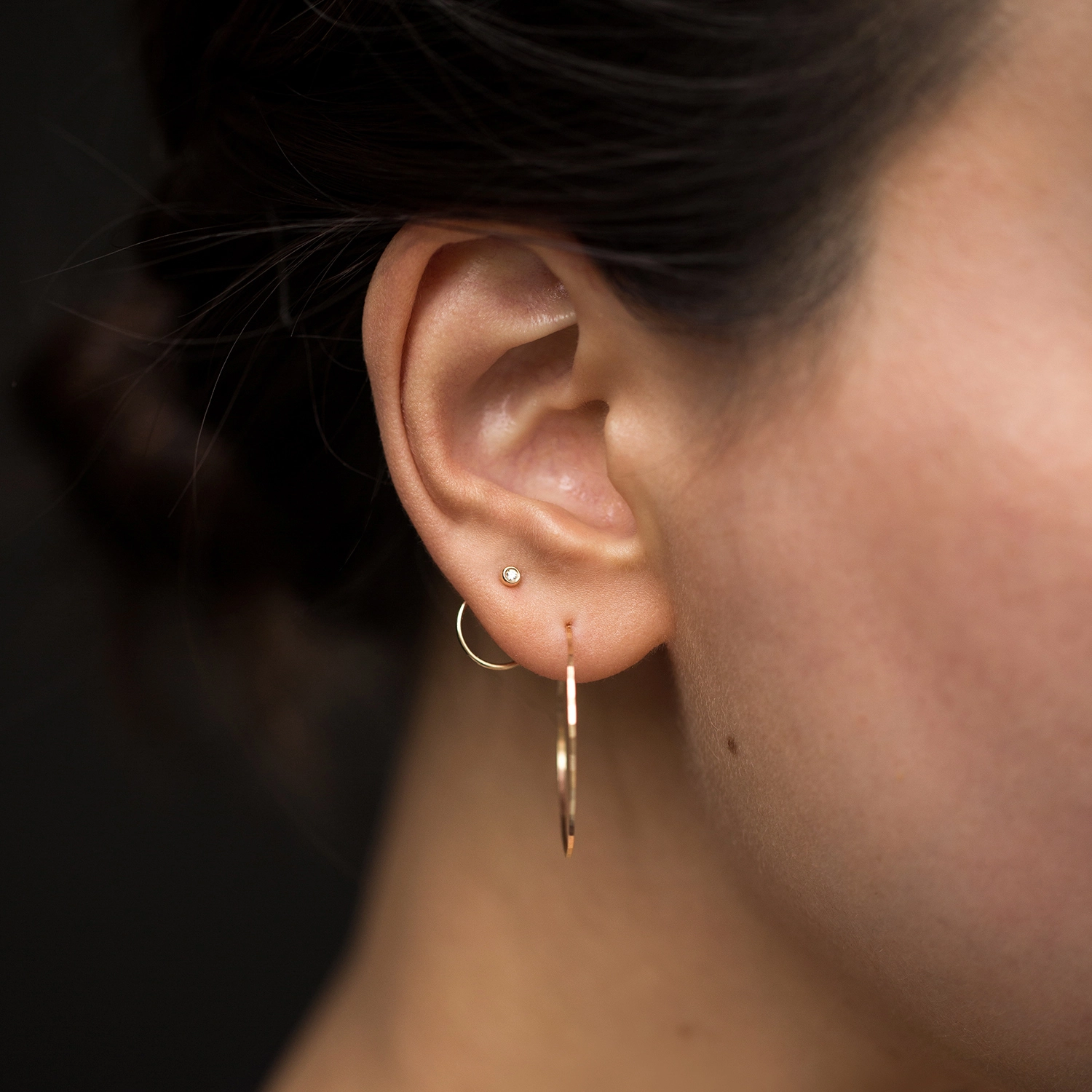 Diamond Ear Nut Earring, Yellow Gold (single) - Image 4
