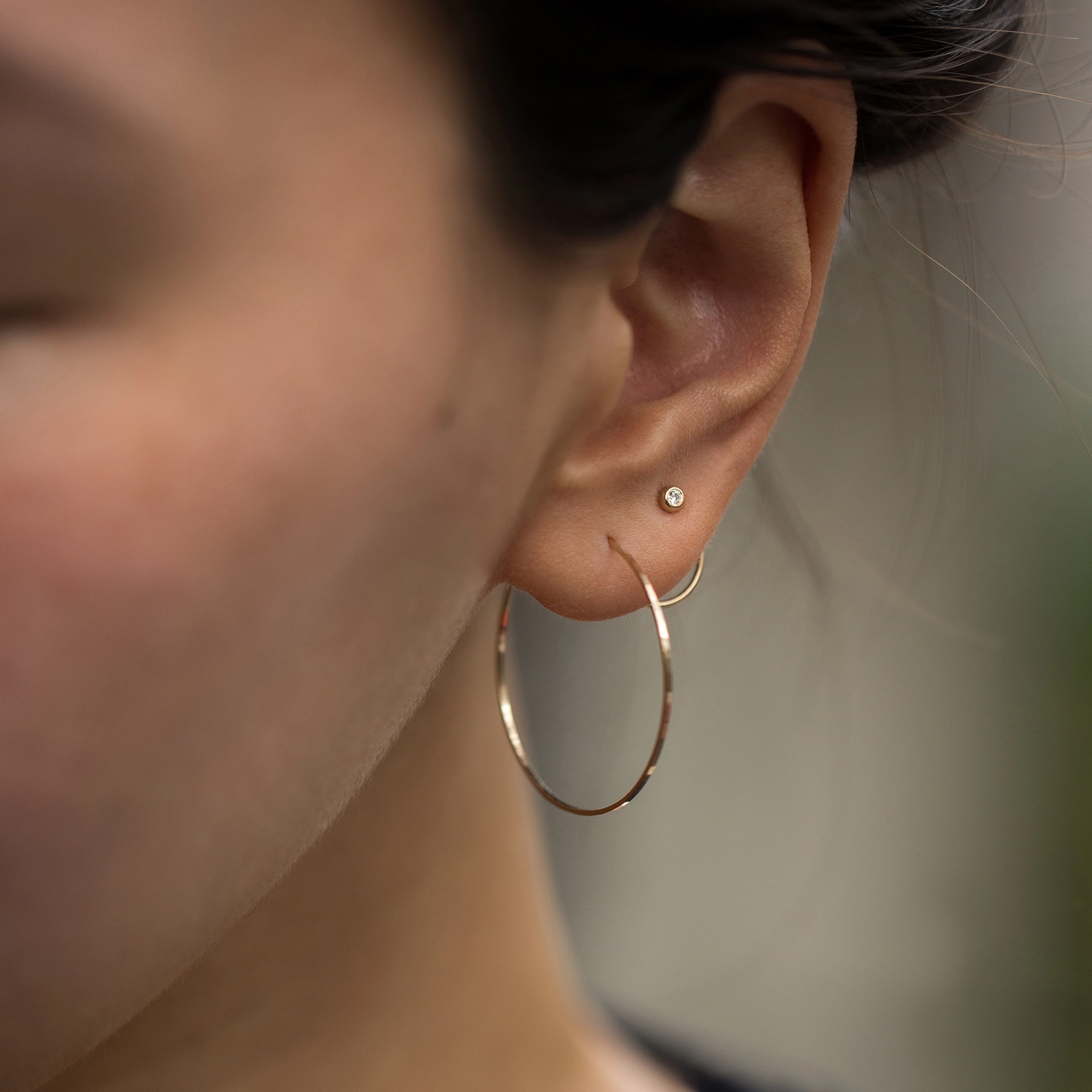 Diamond Ear Nut Earring, Yellow Gold (single) - Image 5