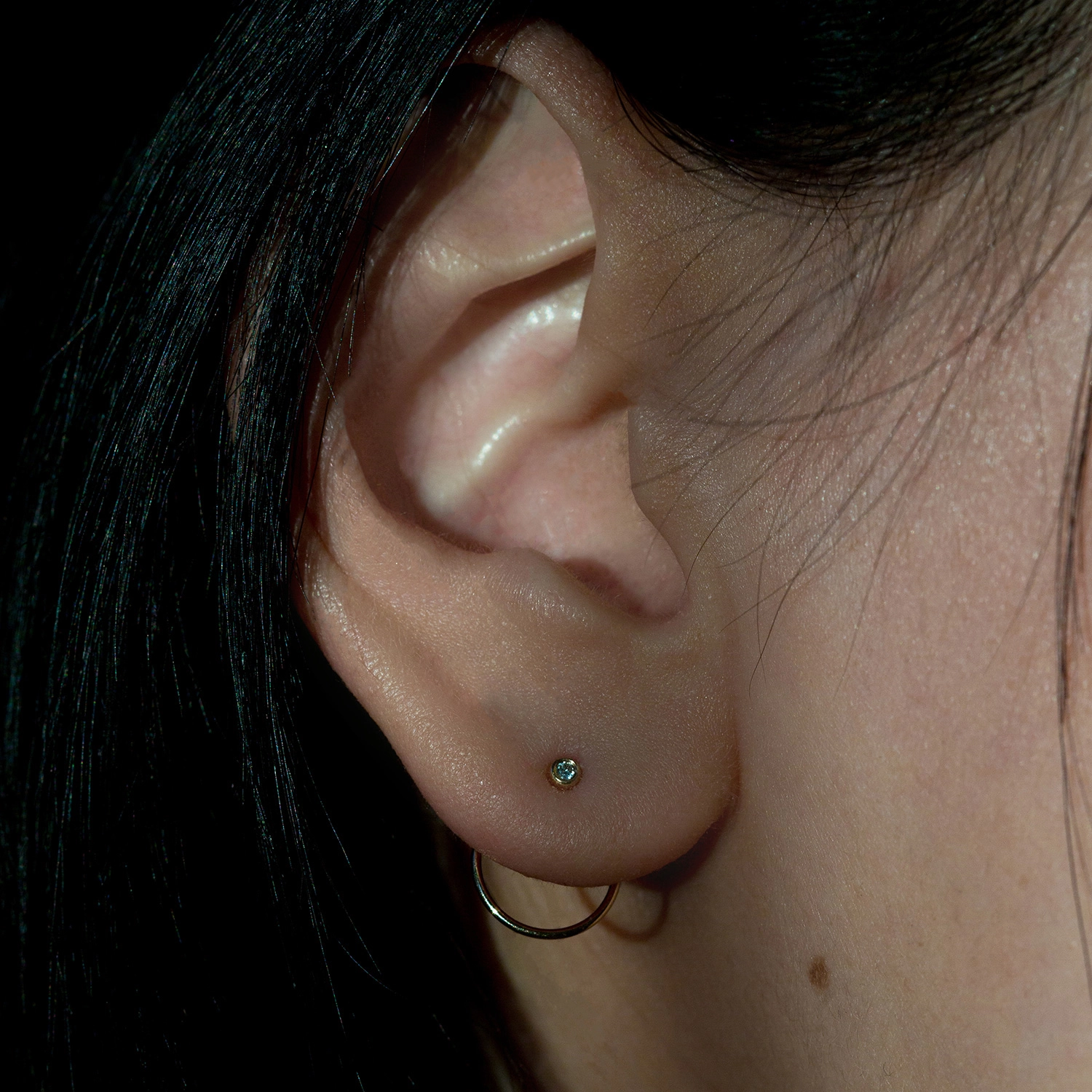 Alternative view of Diamond Ear Nut Earring, Yellow Gold (single)