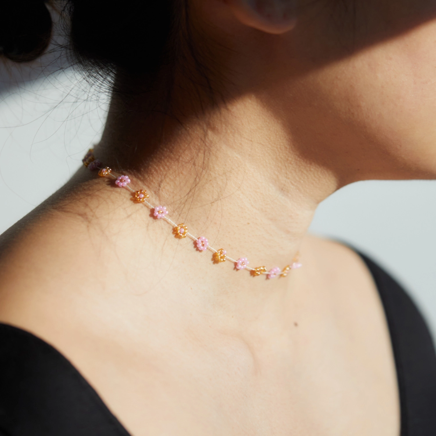 Daisy Chain Choker, pink and gold - Image 3