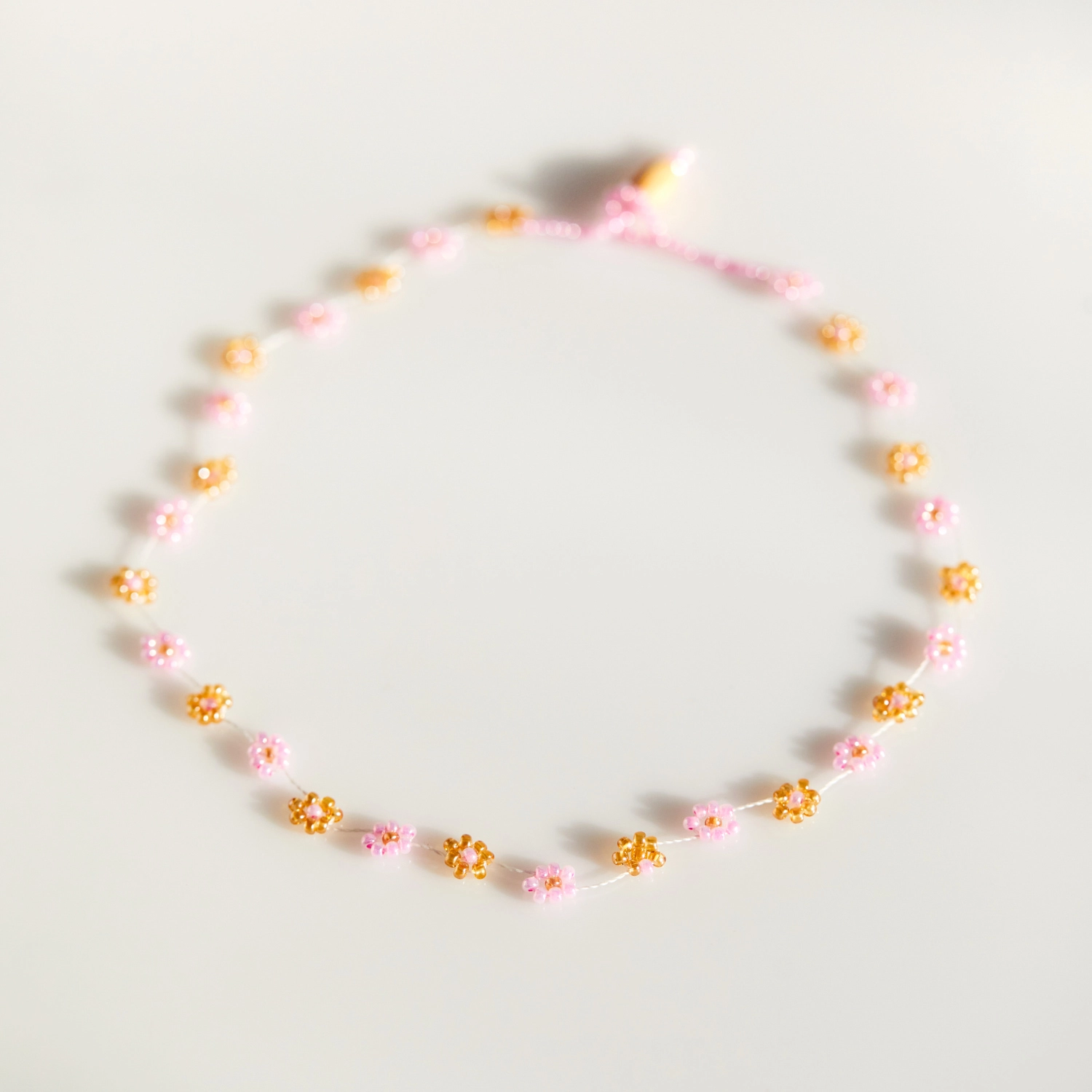 Daisy Chain Choker, pink and gold - Image 7