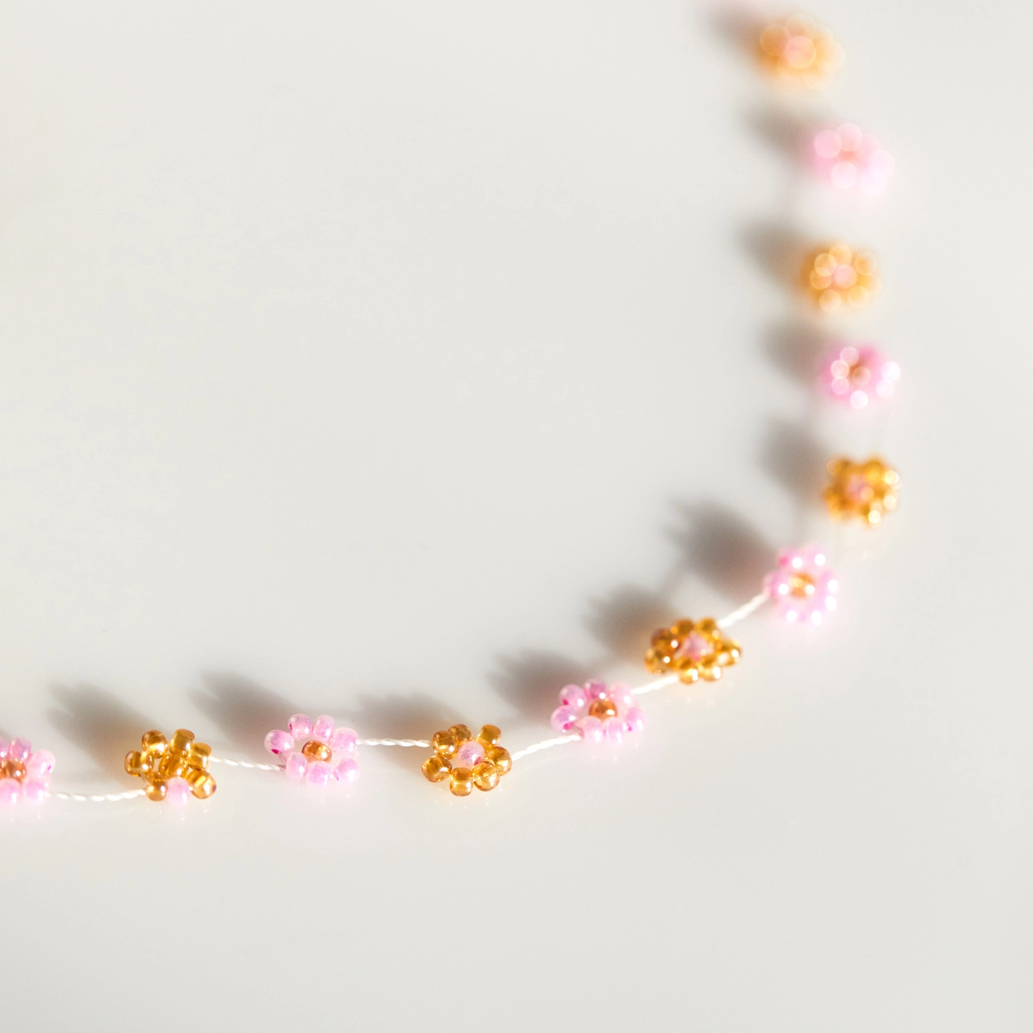 Daisy Chain Choker, pink and gold - Image 8