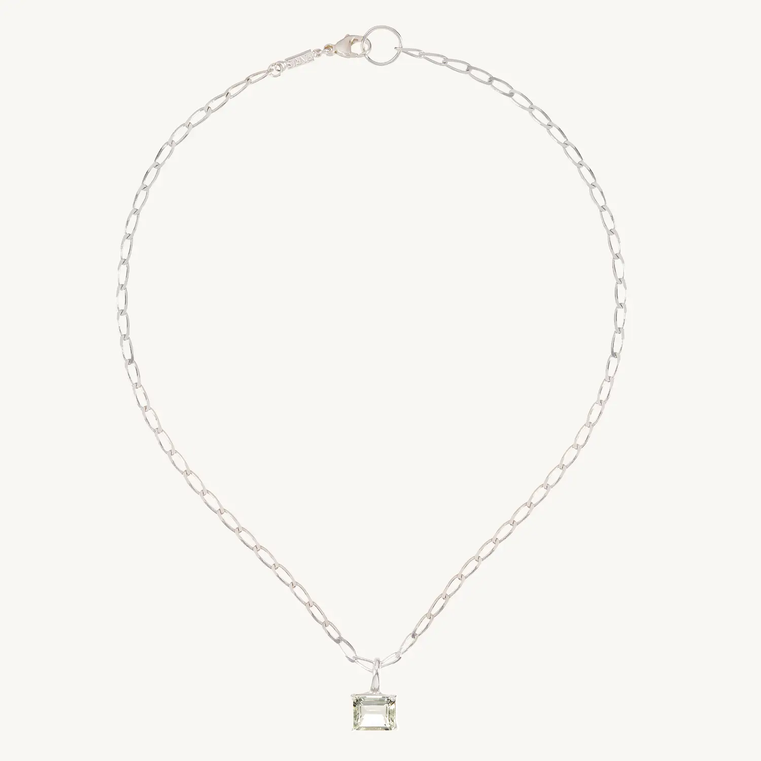 Alternative view of Green Amethyst Tablet Necklace