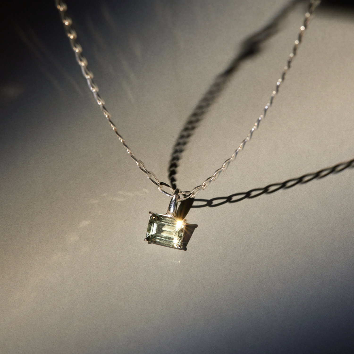 Green Amethyst Tablet Necklace - Image 6