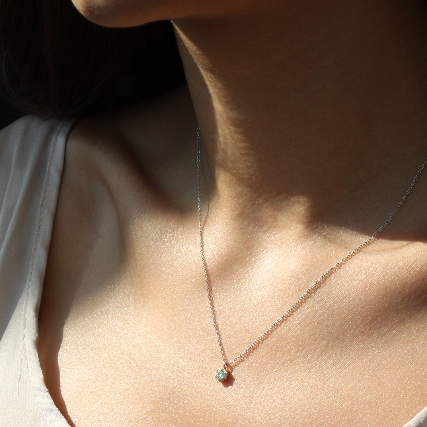 Hexagon Necklace, White Diamond - Image 4