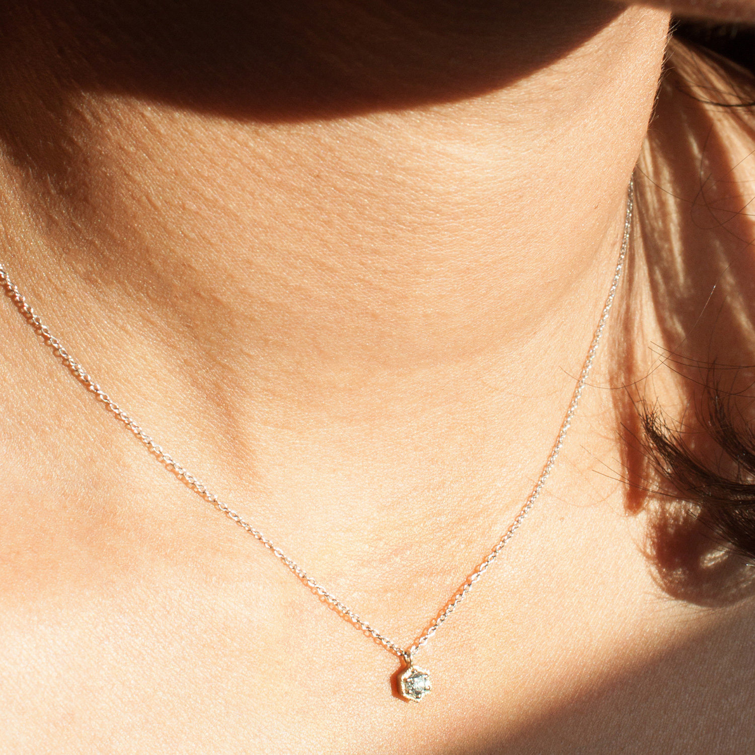 Hexagon Necklace, White Diamond - Image 3