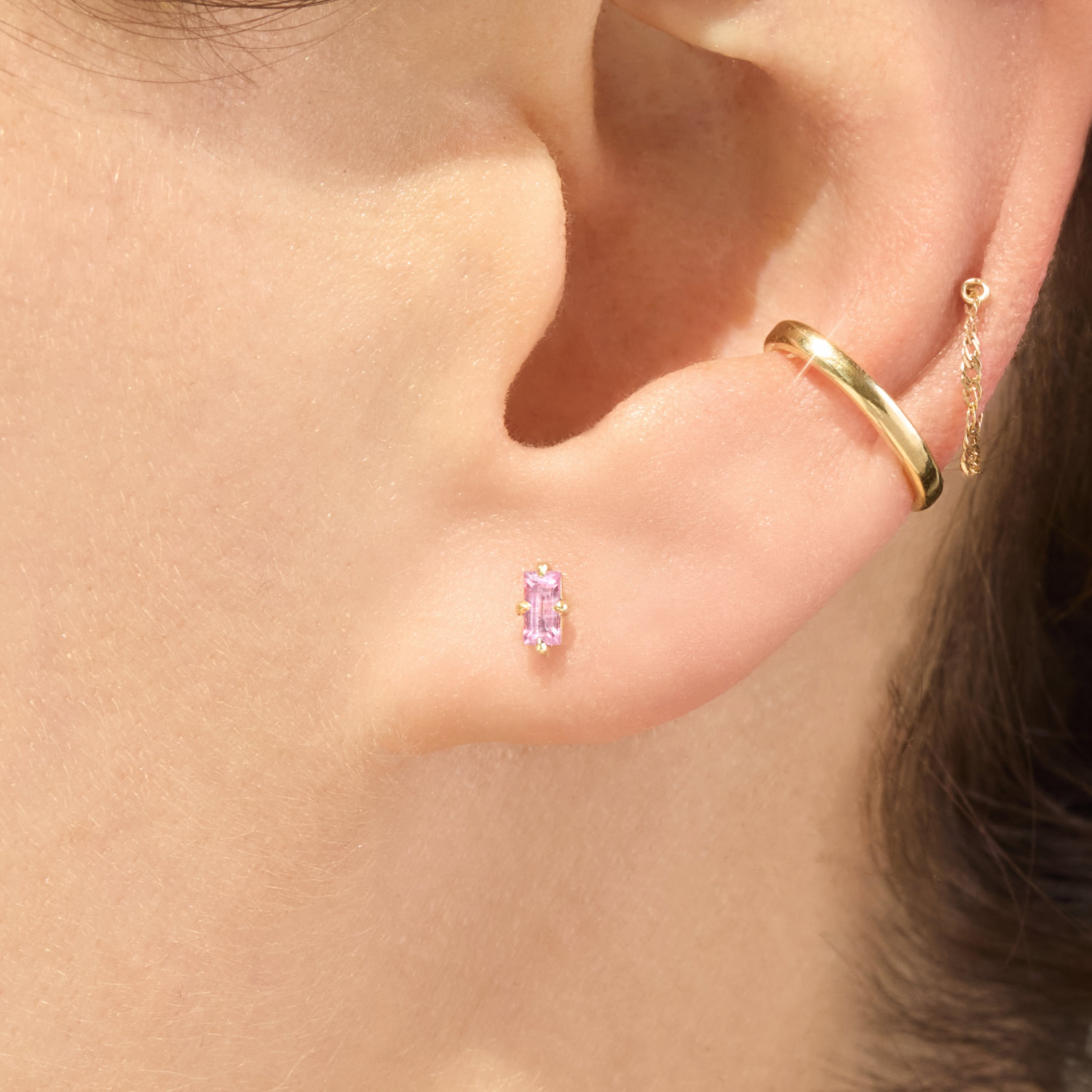 Alternative view of Neoma Pink Sapphire Stud (single)