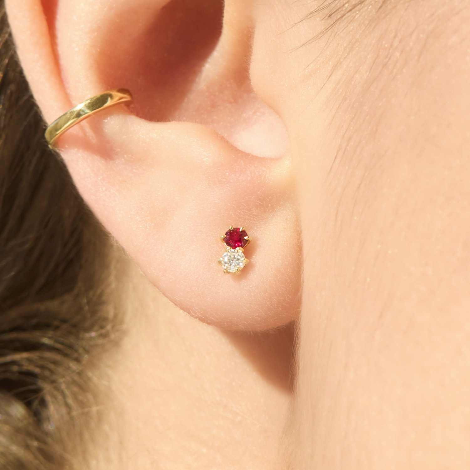 Alternative view of Ruby & Diamond Duo Stud (single)
