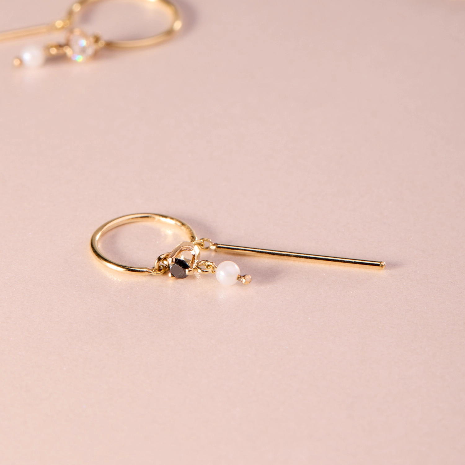 Chime Earring, Black Diamond & Pearl (single) - Image 6
