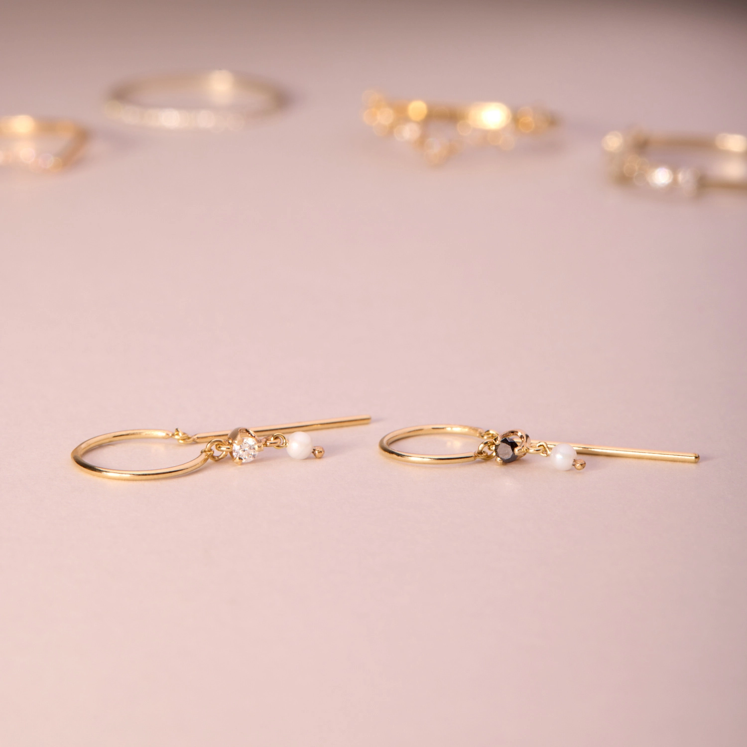 Chime Earring, Black Diamond & Pearl (single) - Image 7