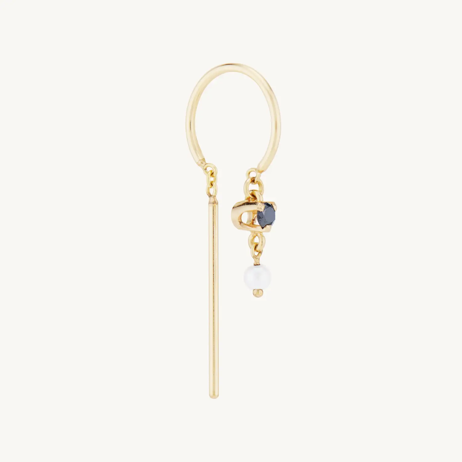 Chime Earring, Black Diamond & Pearl (single)