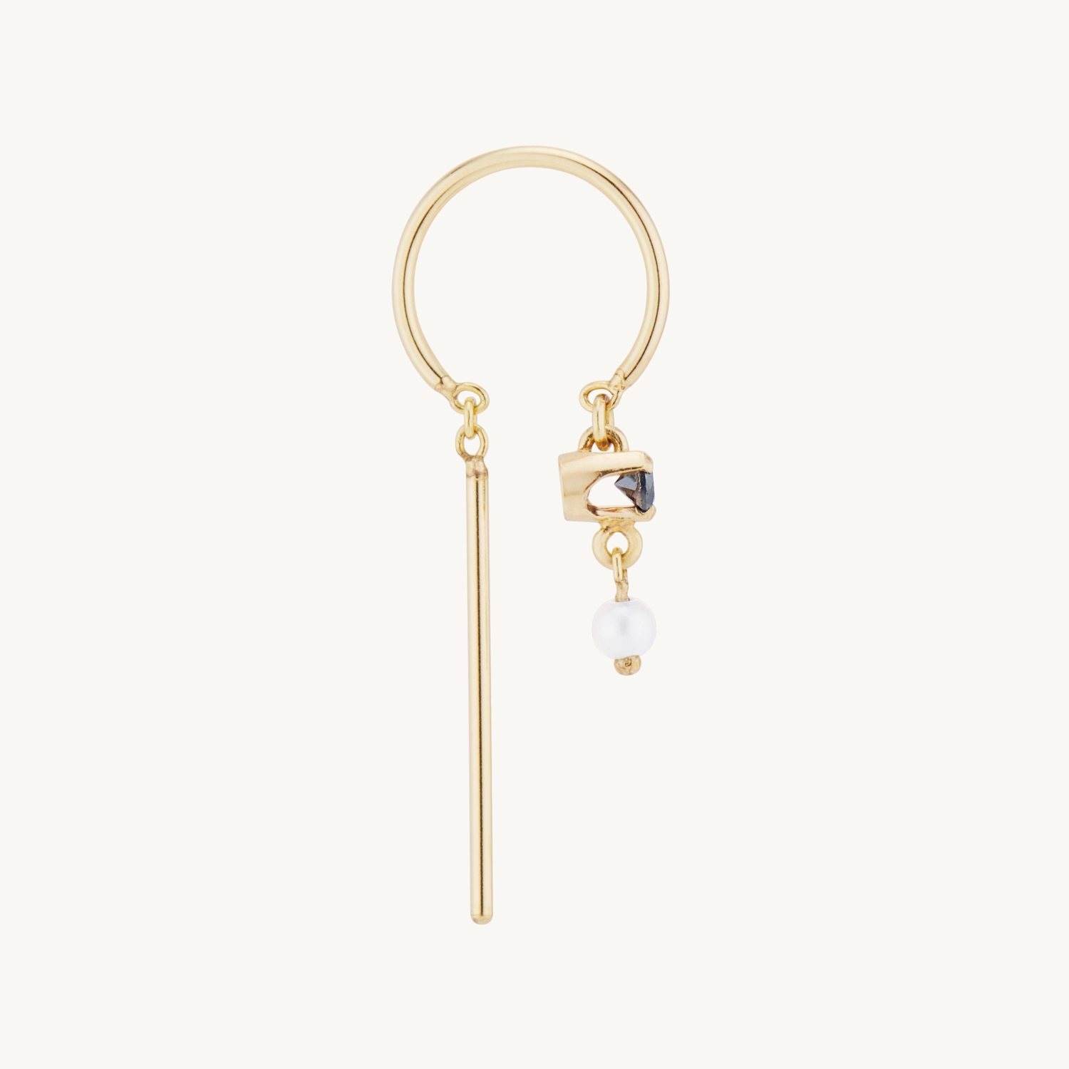 Chime Earring, Black Diamond & Pearl (single) - Image 9