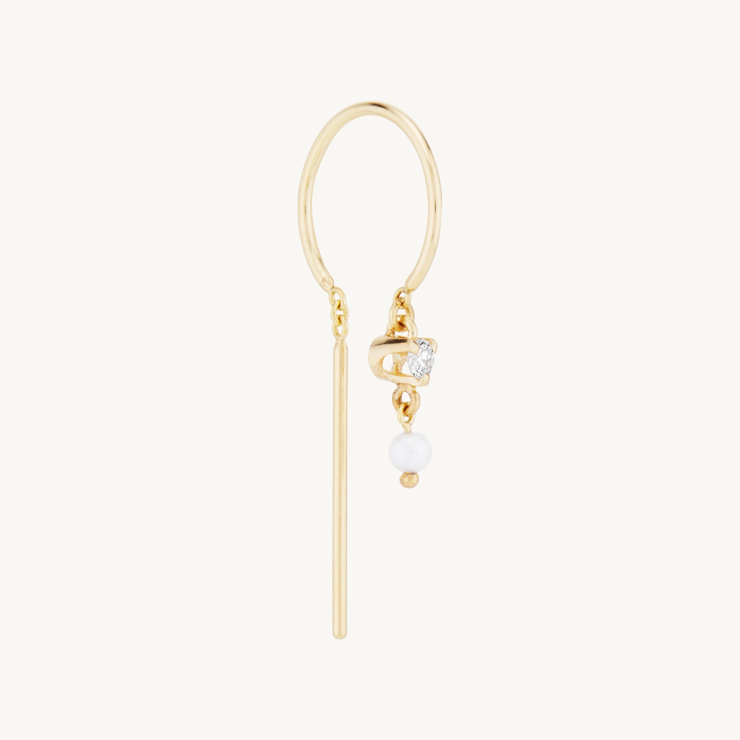 Chime Earring, White Diamond & Pearl (single) - Image 7