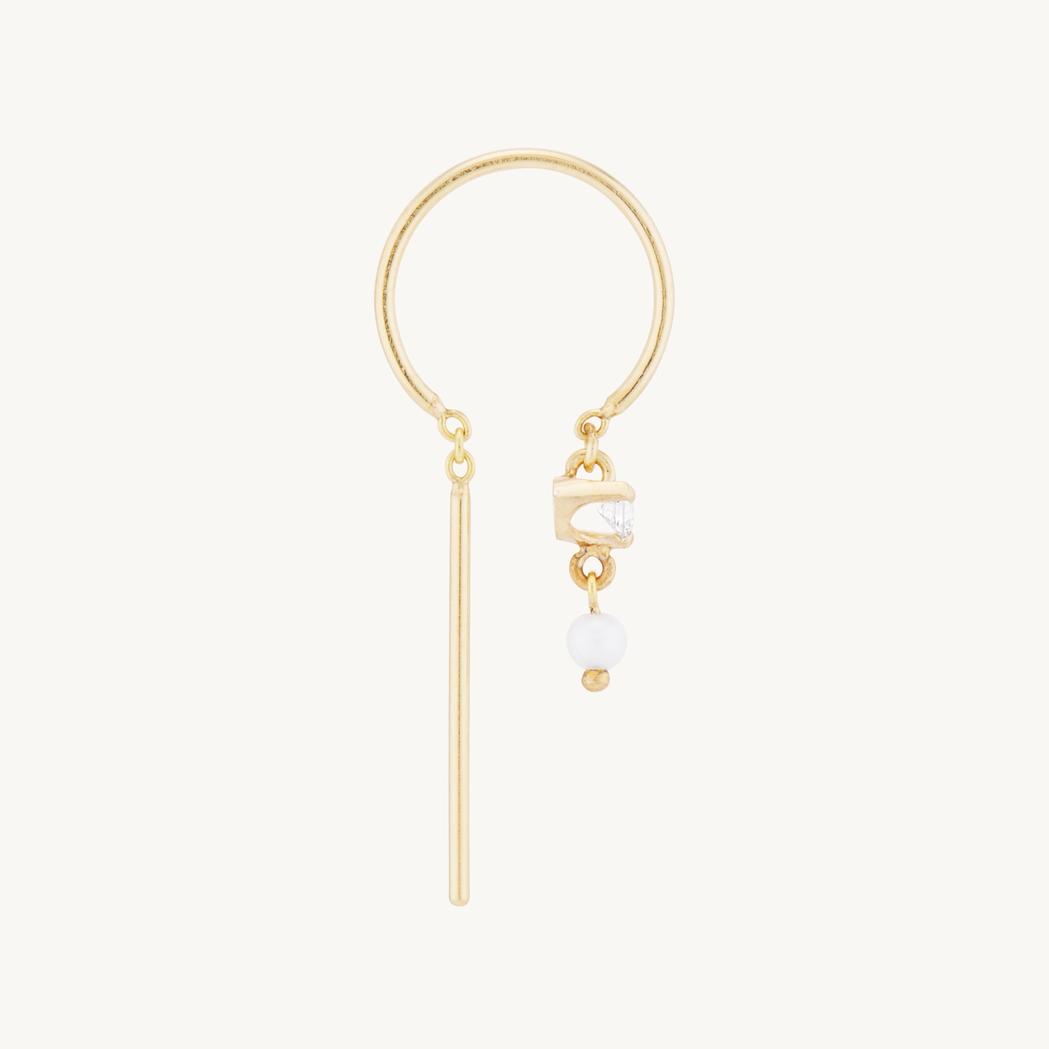 Chime Earring, White Diamond & Pearl (single) - Image 8