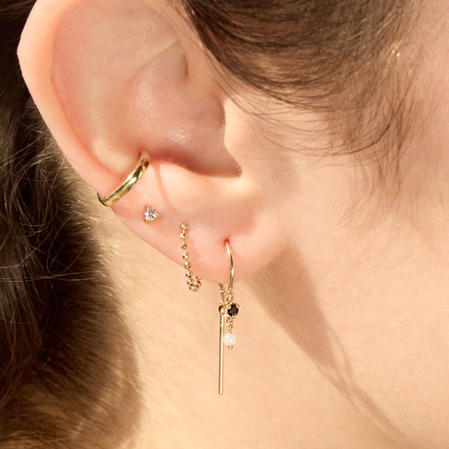 Chime Earring, Black Diamond & Pearl (single) - Image 5