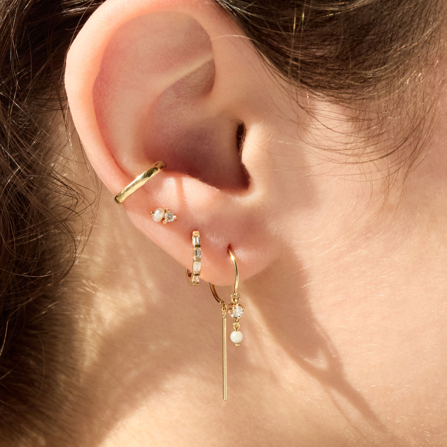 Chime Earring, White Diamond & Pearl (single) - Image 4