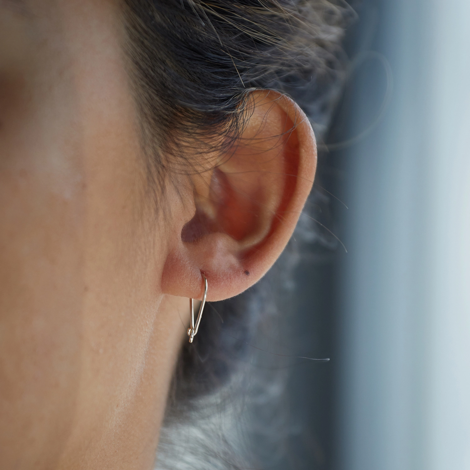 Teardrop Hoop, Silver (single) - Image 4