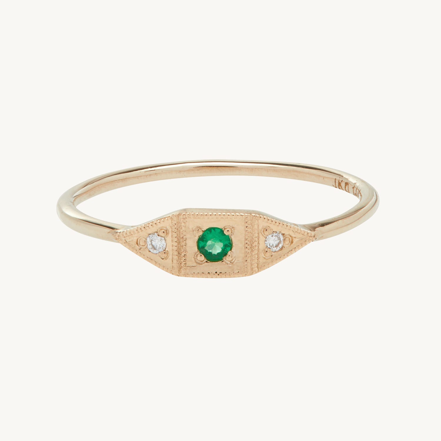 Baby Deco Ring, Emerald