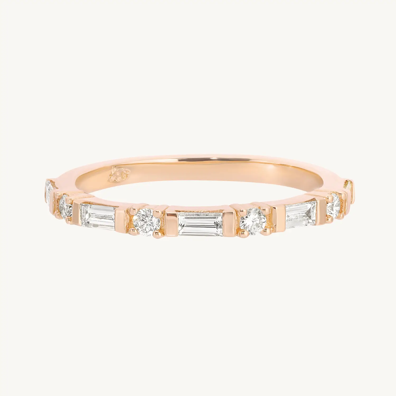 Alternative view of Baguette Round Diamond Half Eternity Band