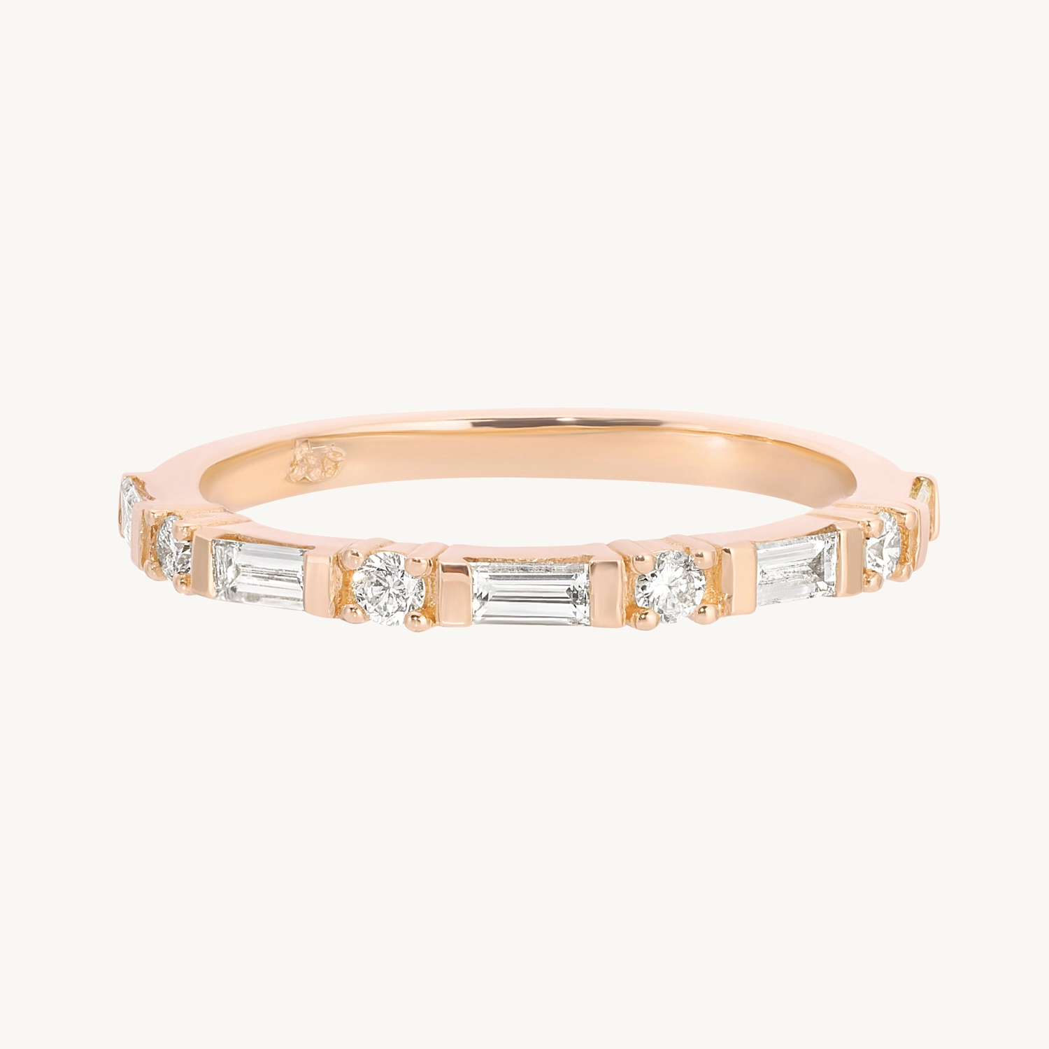 Baguette Round Diamond Half Eternity Band - Image 11