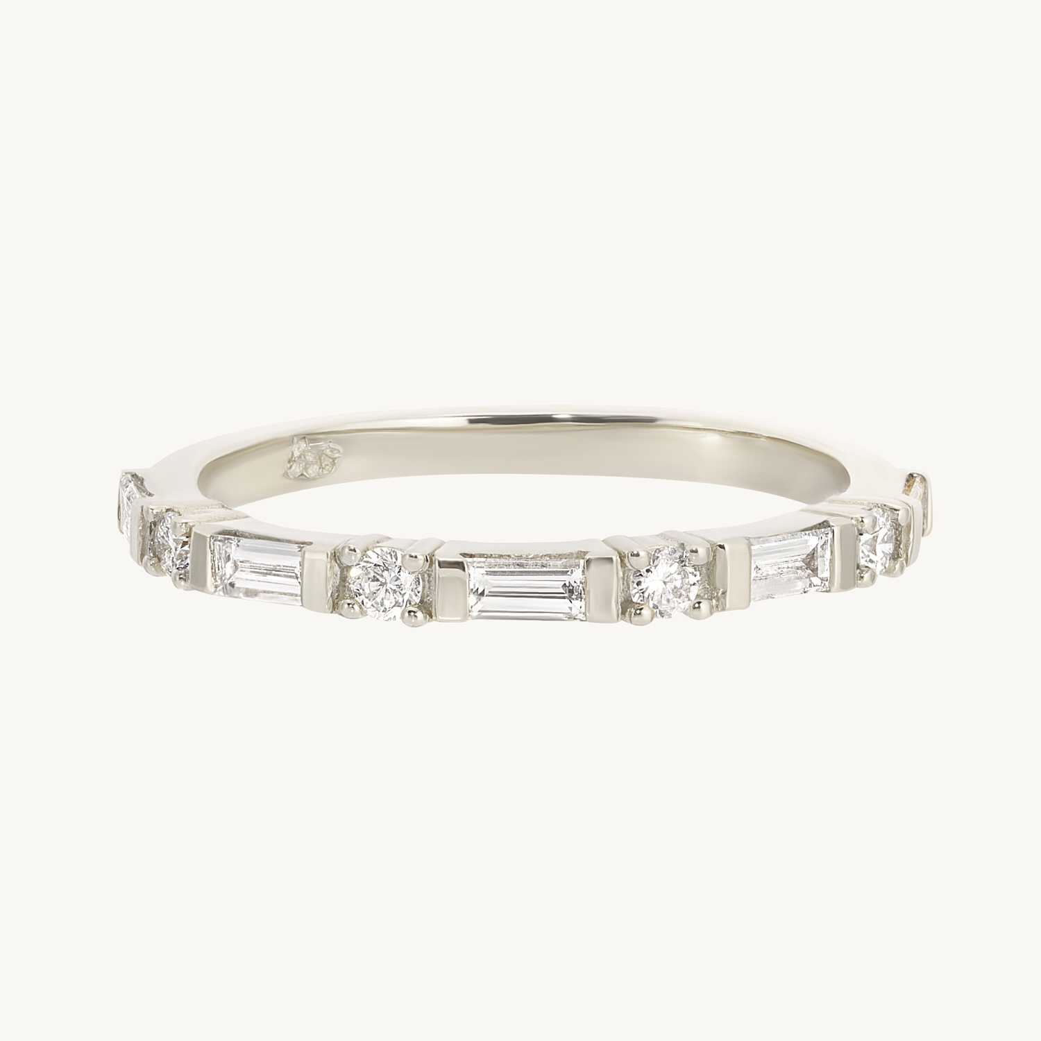 Baguette Round Diamond Half Eternity Band - Image 12