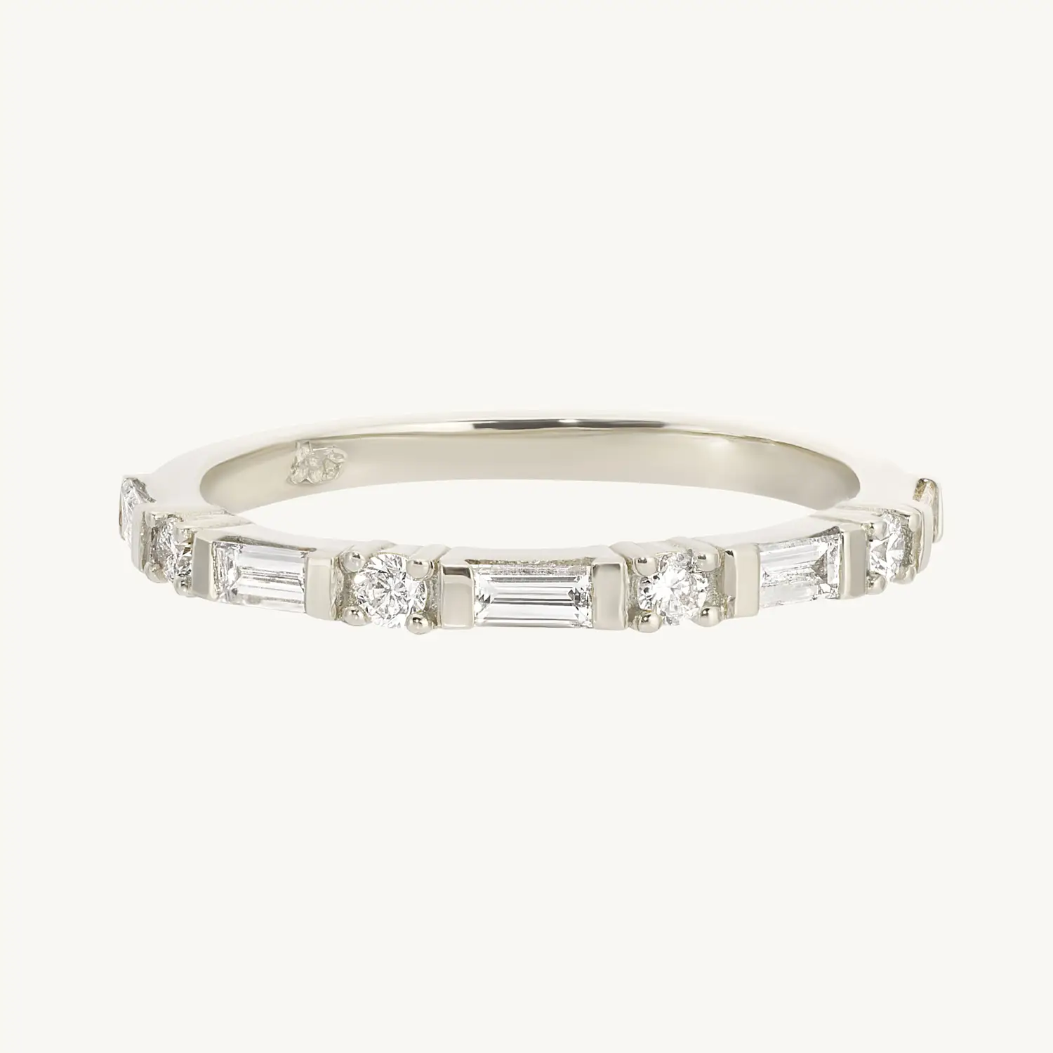 Baguette Round Diamond Half Eternity Band - Image 3
