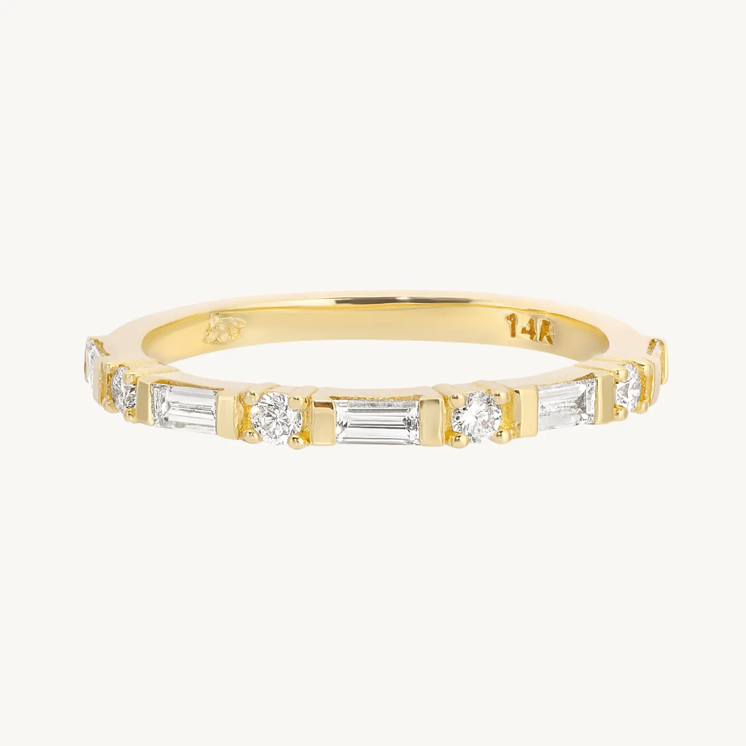 Baguette Round Diamond Half Eternity Band