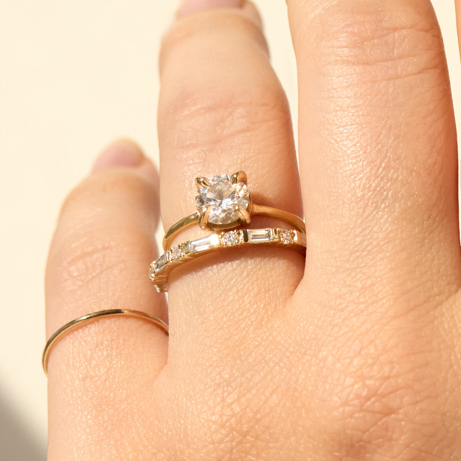 Baguette Round Diamond Half Eternity Band - Image 5