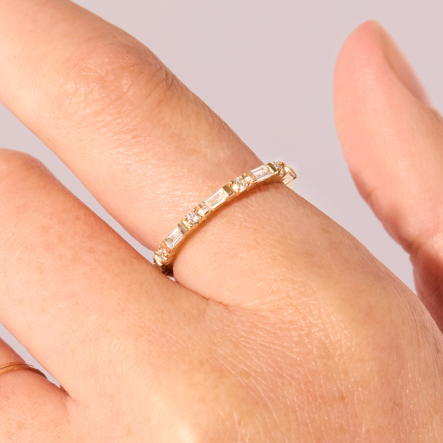Baguette Round Diamond Half Eternity Band - Image 4