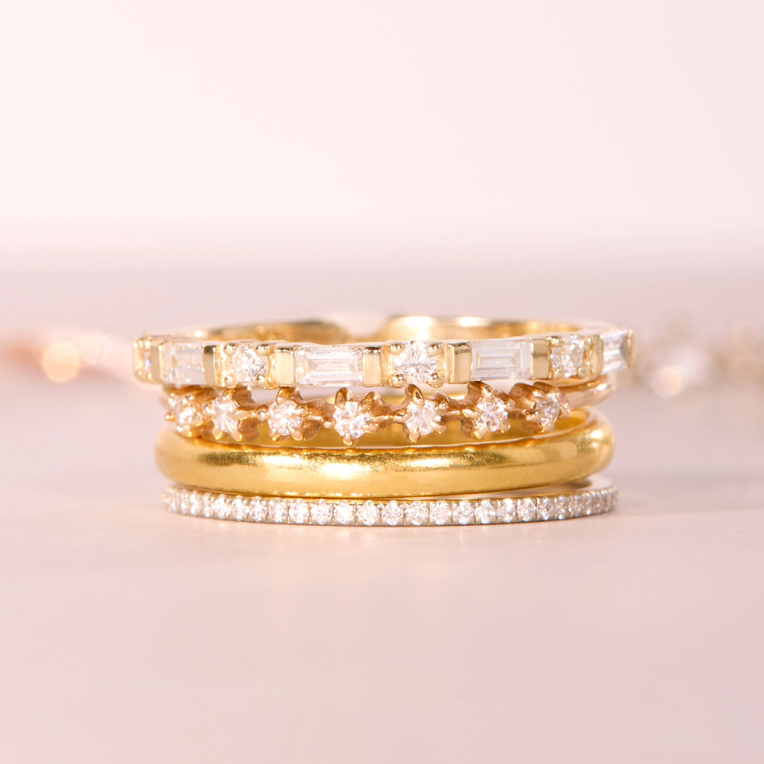 Baguette Round Diamond Half Eternity Band - Image 7