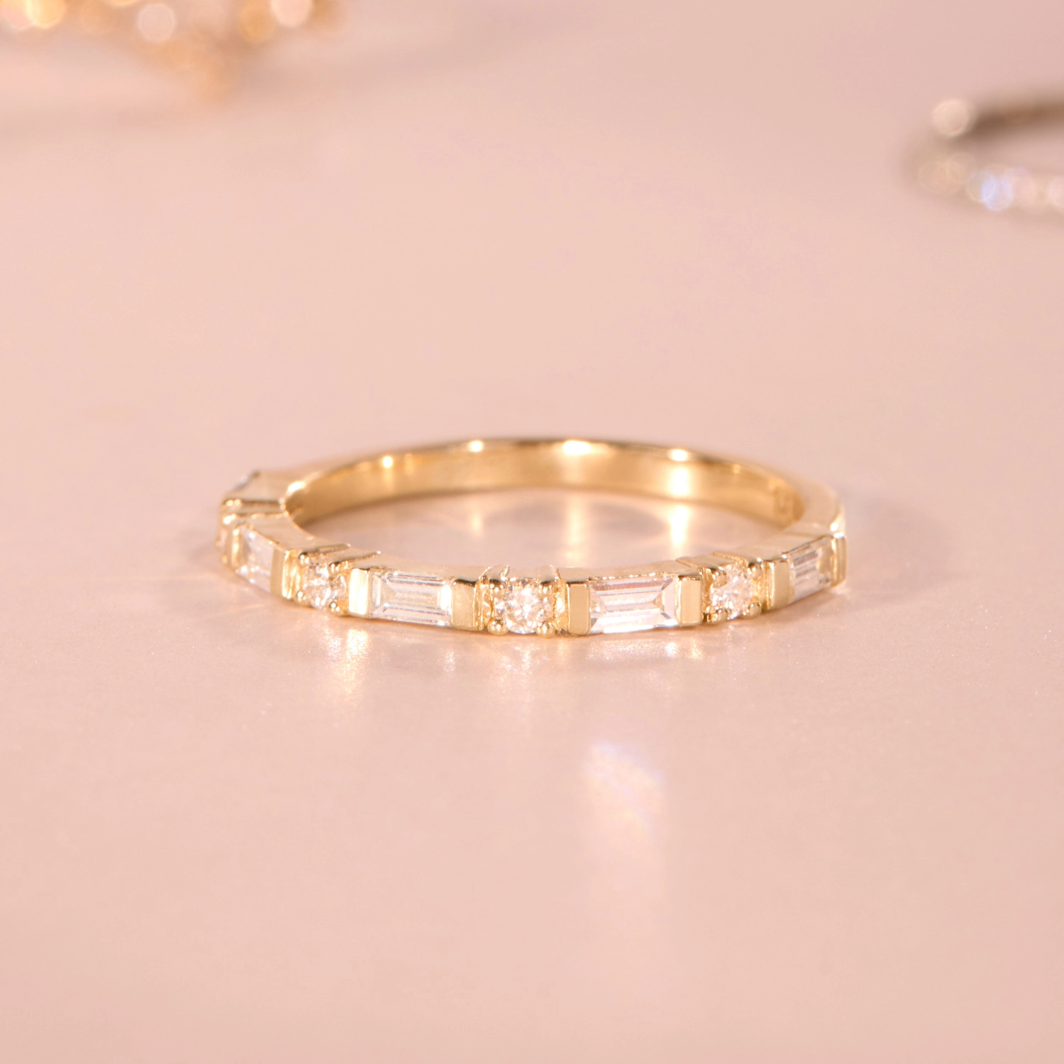 Baguette Round Diamond Half Eternity Band - Image 6