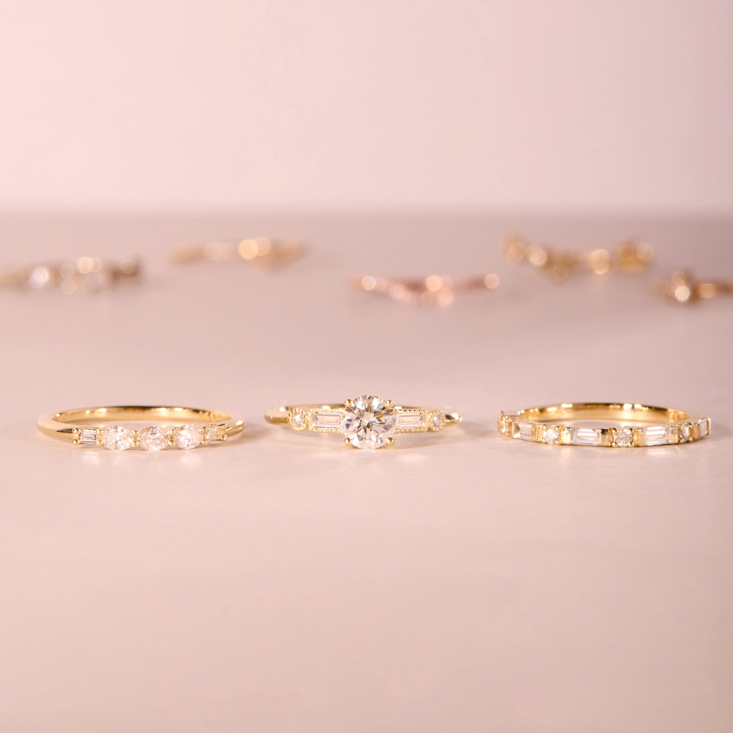 Baguette Round Diamond Half Eternity Band - Image 8