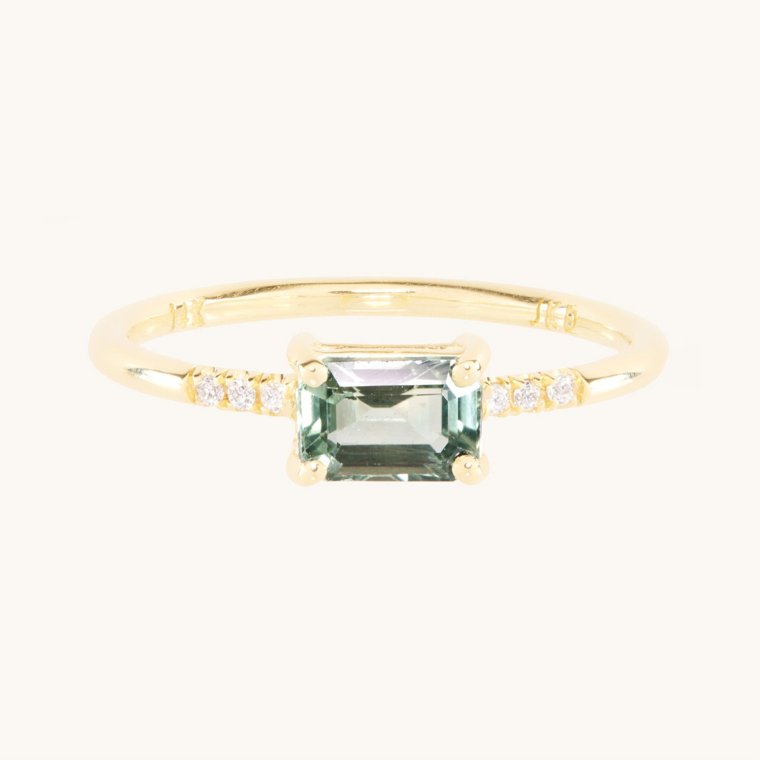 East West Green Sapphire Ring