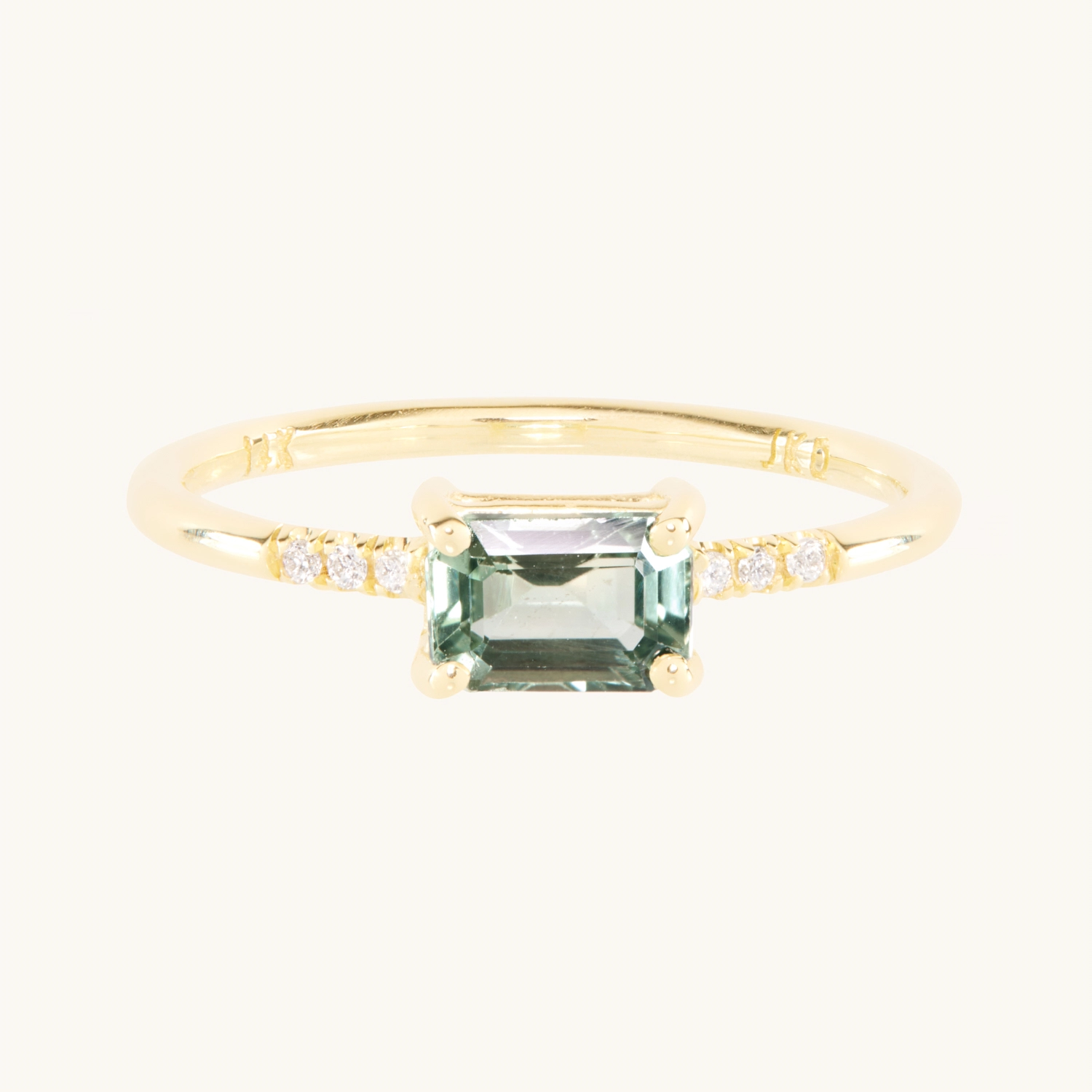 East West Green Sapphire Ring - Image 7