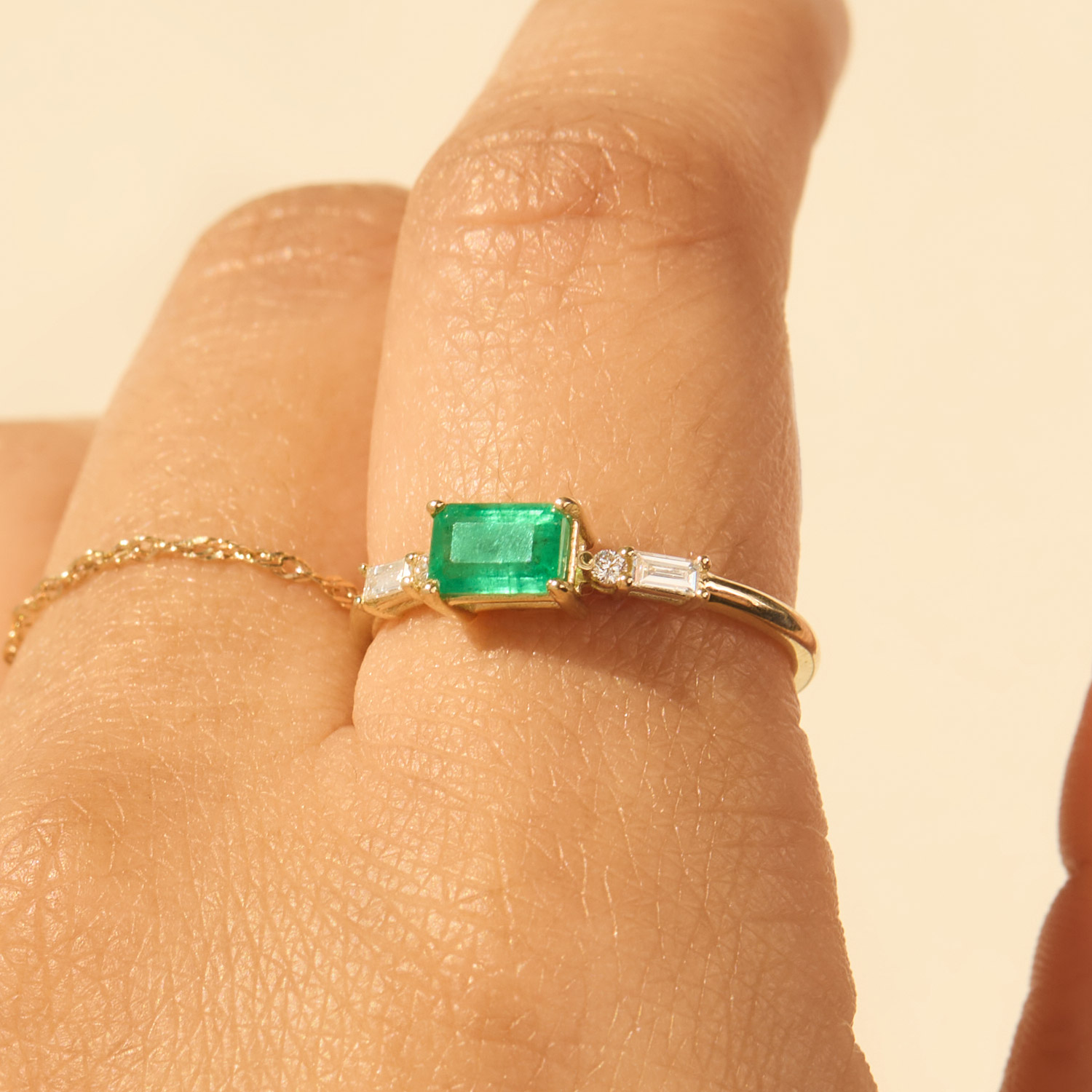 Alternative view of Etude Emerald and Diamond Ring