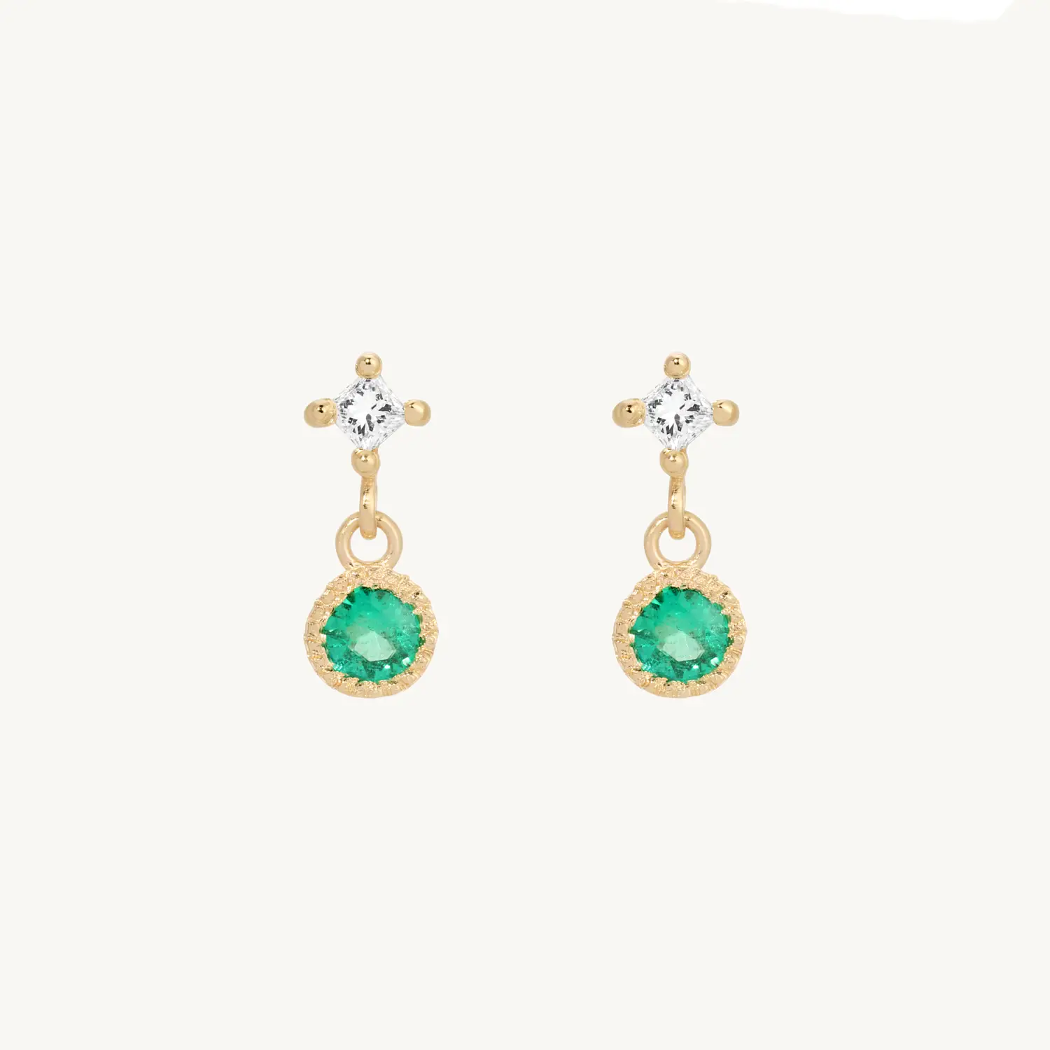 Emerald Diamond Dangle Earring (single)