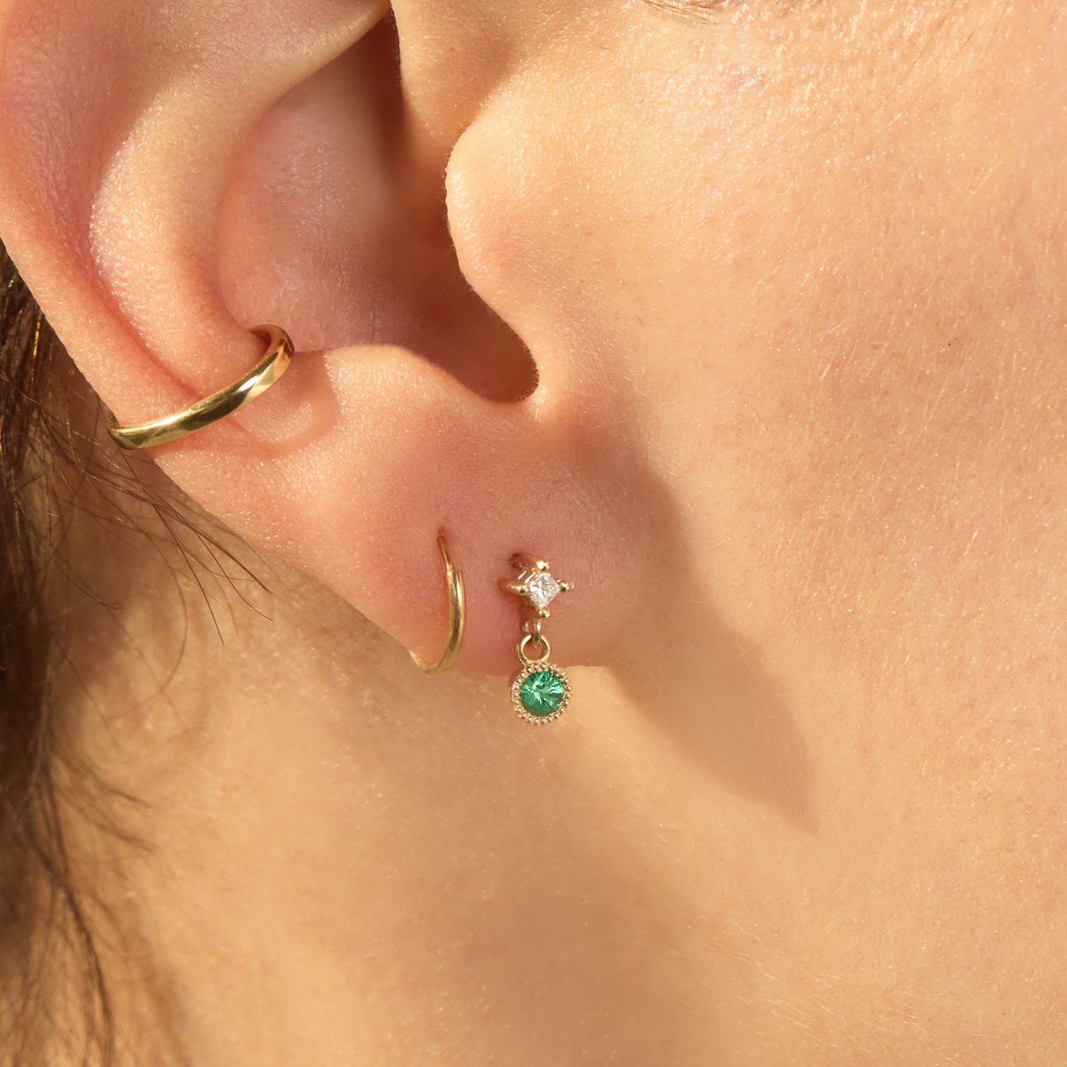 Emerald Diamond Dangle Earring (single) - Image 3