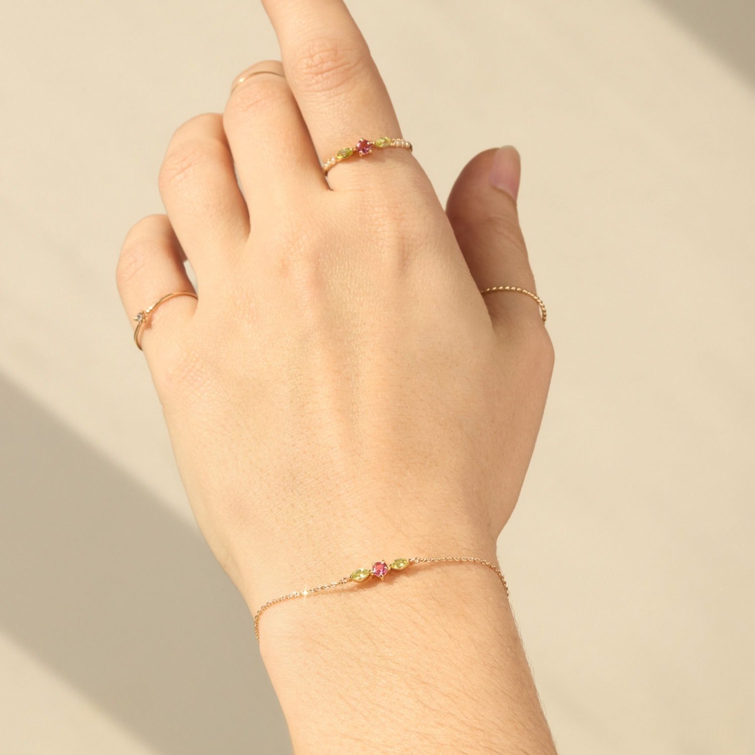 Tourmaline Rosette Gold Bracelet - Image 7