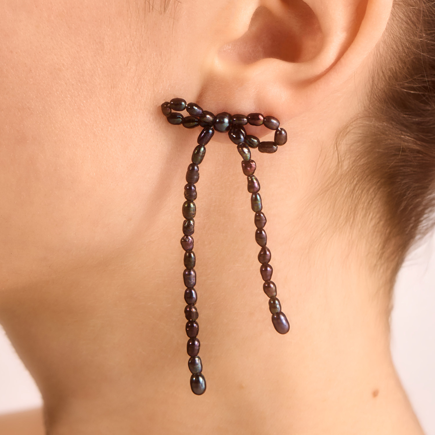 Margot Bow Black Pearl Earrings (pair) - Image 5