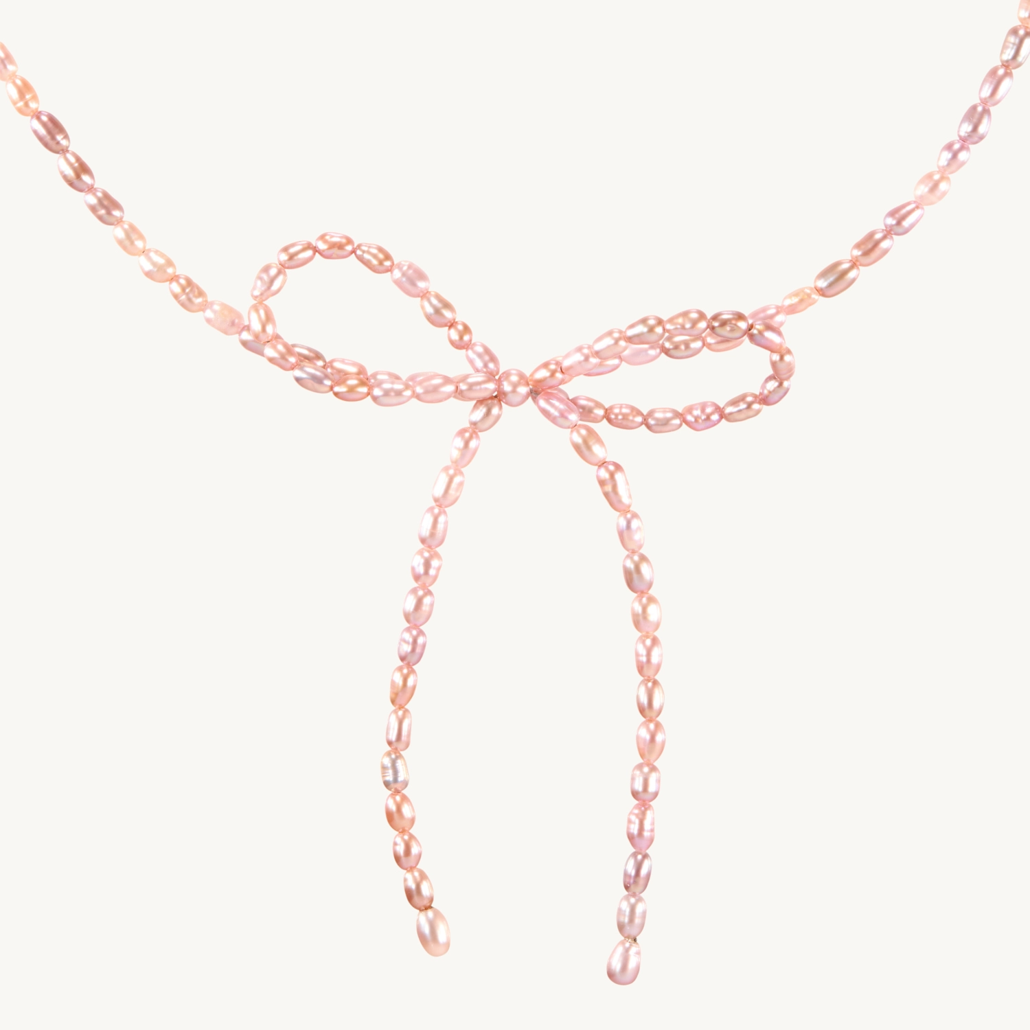 Margot Bow Mauve Pearl Necklace - Image 5