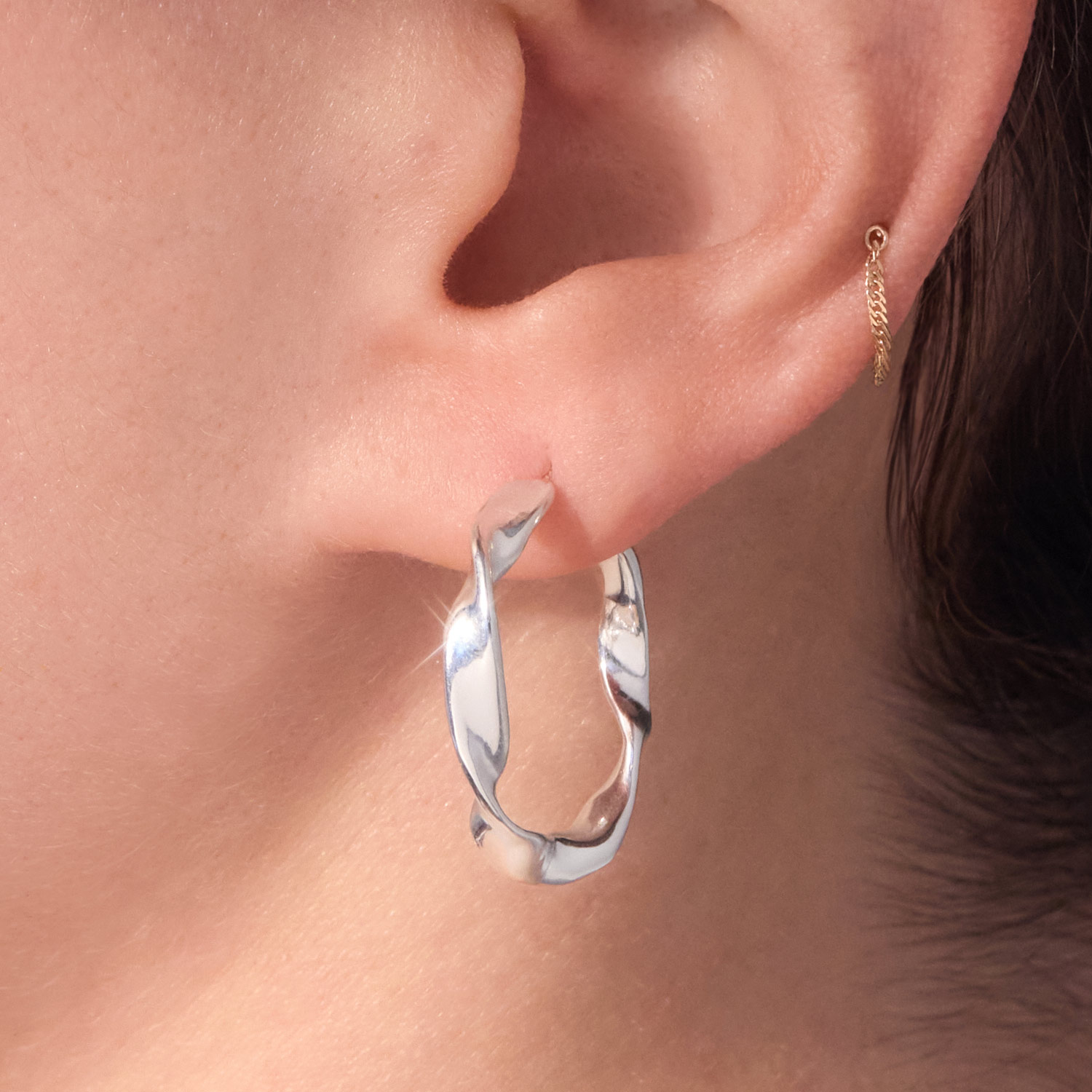 Alternative view of Silver Baby Juliette Hoops (pair)