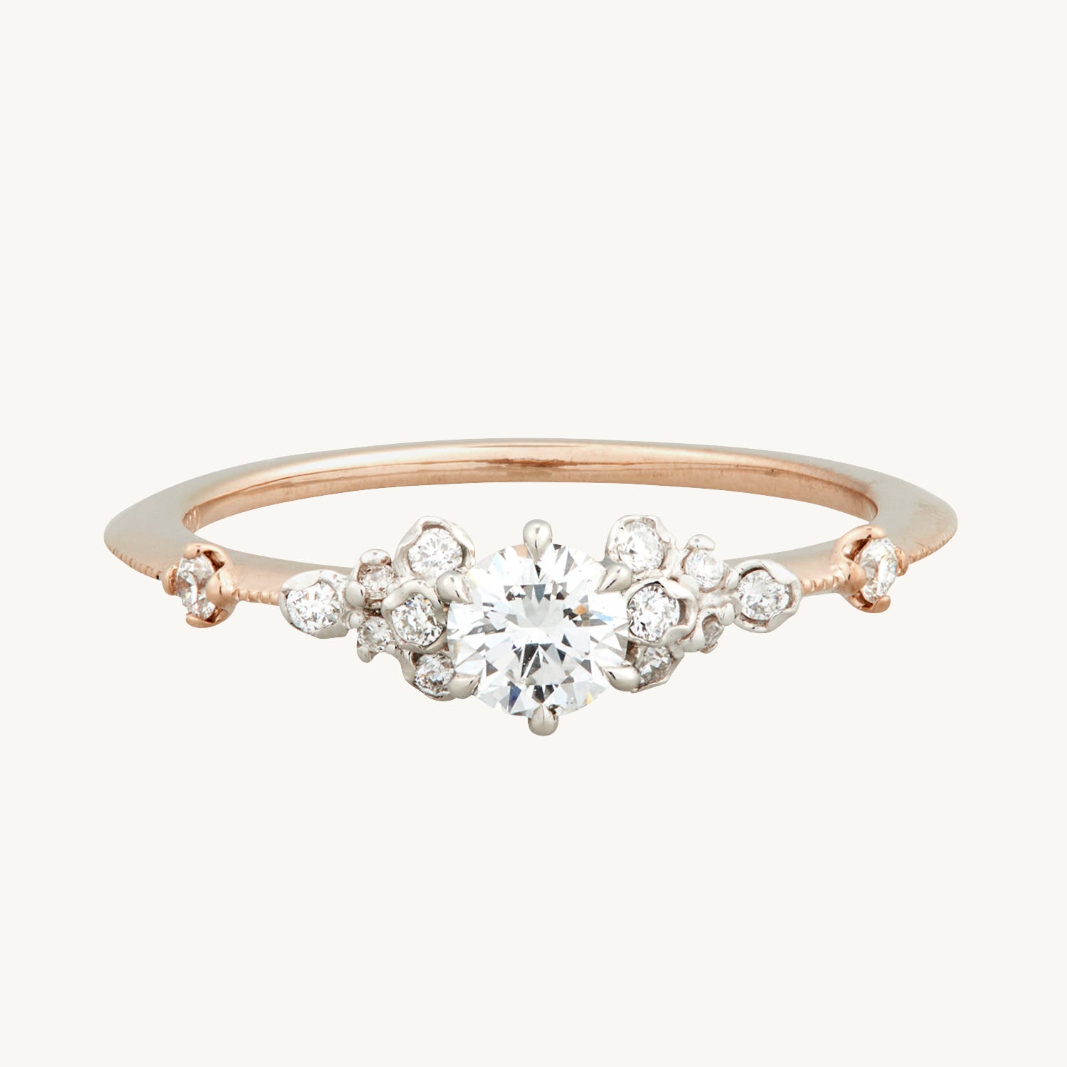 Rose Milgrain Diamond Ring