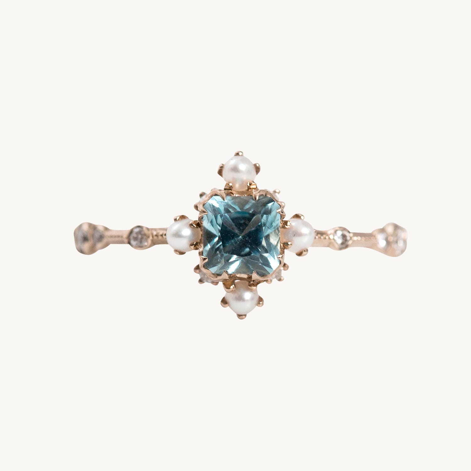 Snowflake Ring Supreme, Aquamarine & Pearl