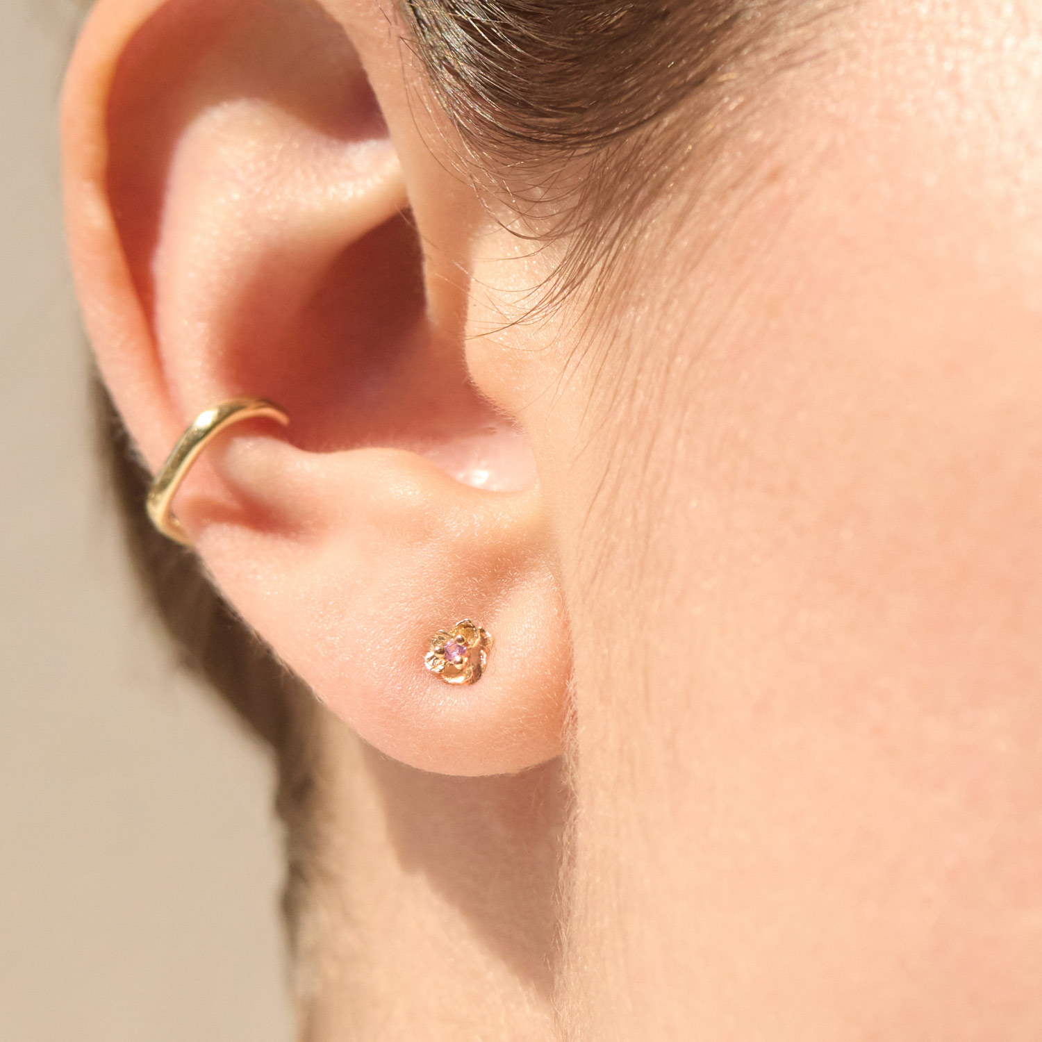 Alternative view of Pansy Pink Sapphire Stud (single)