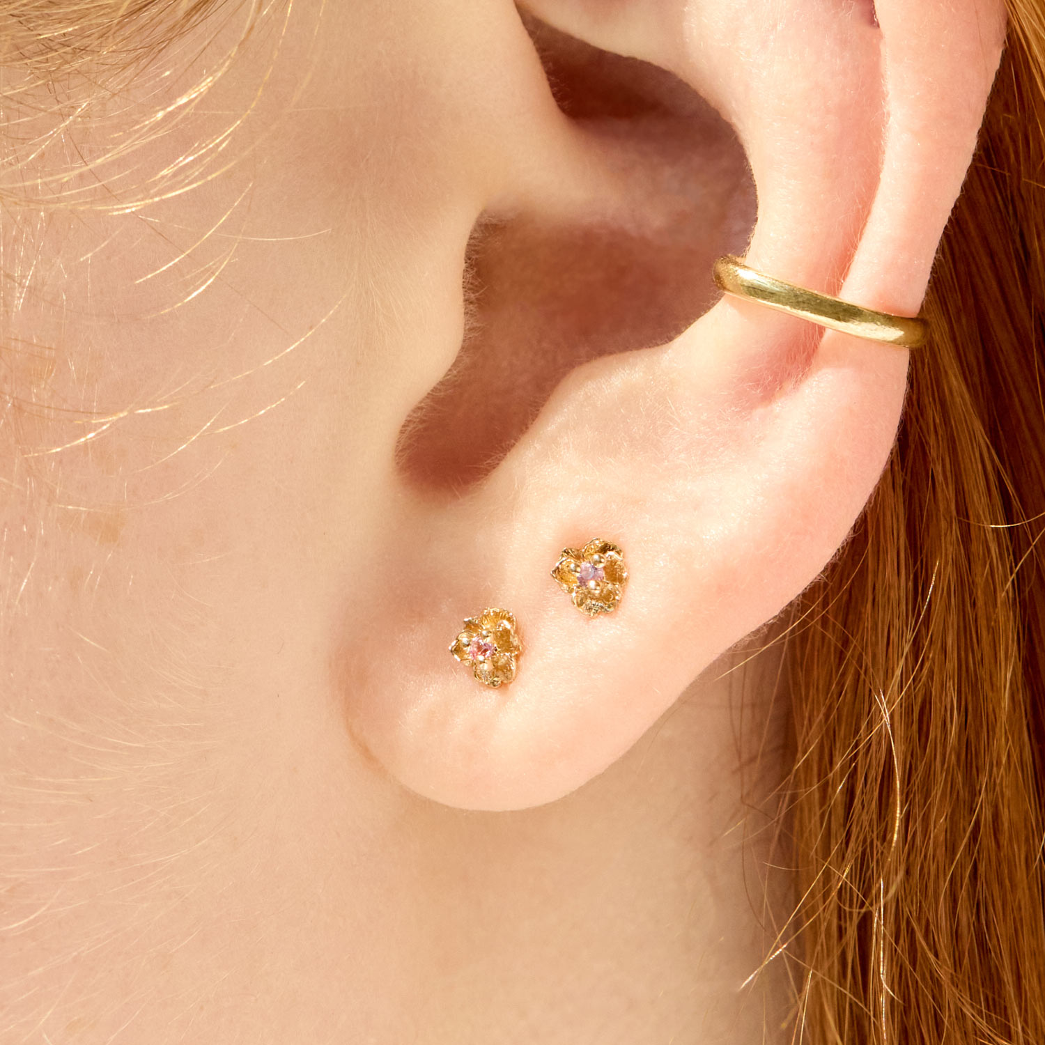 Pansy Pink Sapphire Stud (single) - Image 3